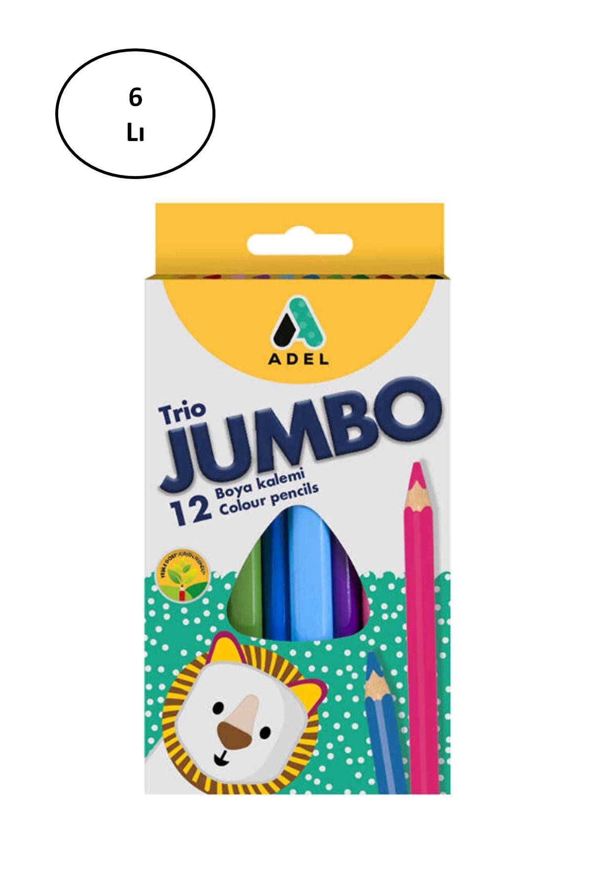 PRATİKOBA Adel Boya Kalemi Jumbo Üçgen Tam Boy 12 Renk 6'lı