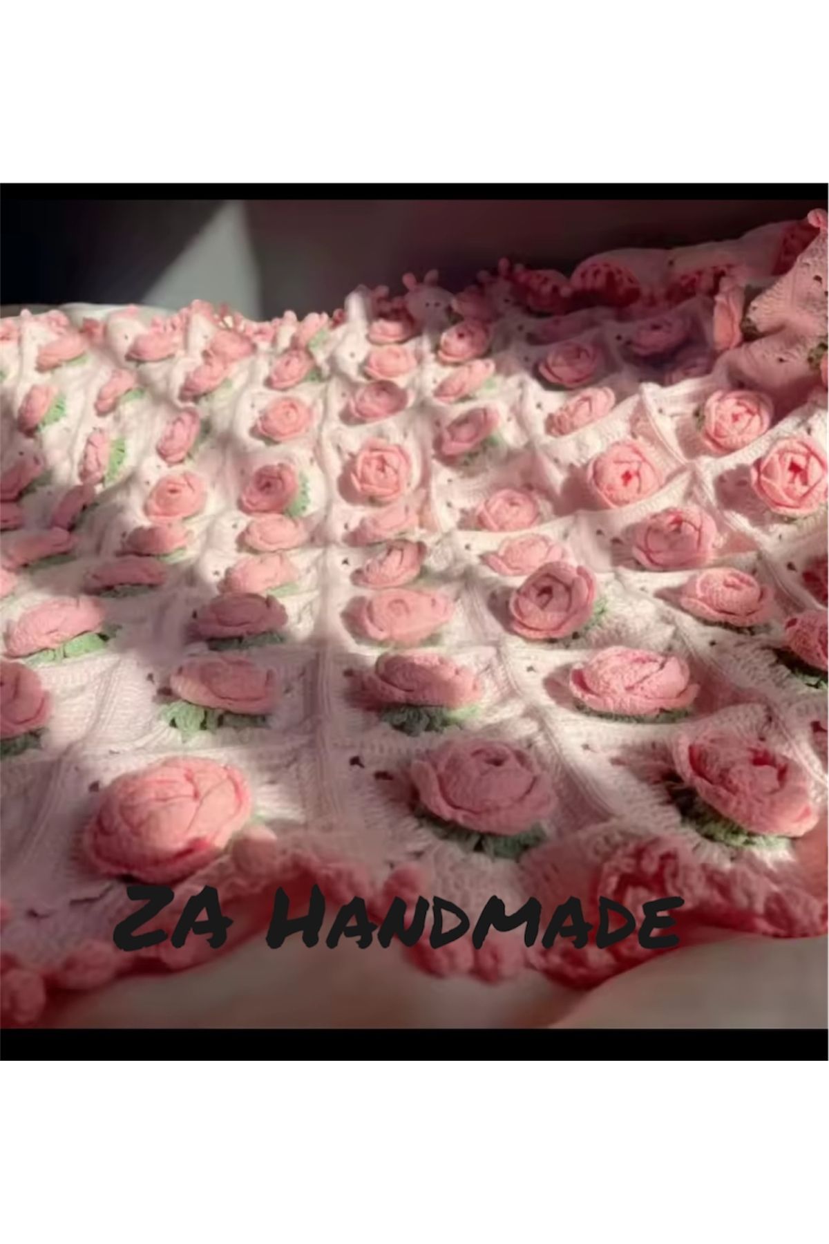 ZAHandmade Bebek çekim battaniye Gül motifli