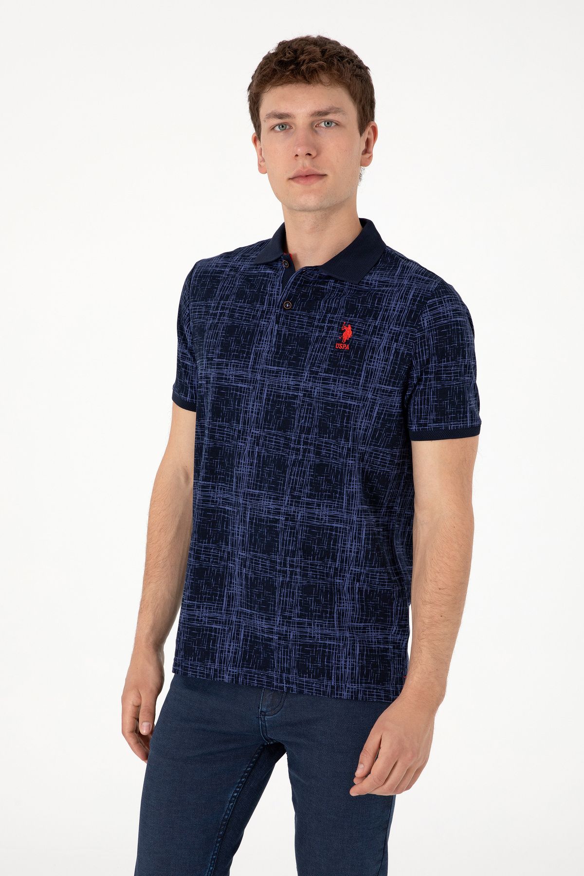 U.S. Polo Assn. U.s. Polo Assn. Erkek Regular Fit Polo Yaka Desenli %100 Pamuk T-Shirt 2103243