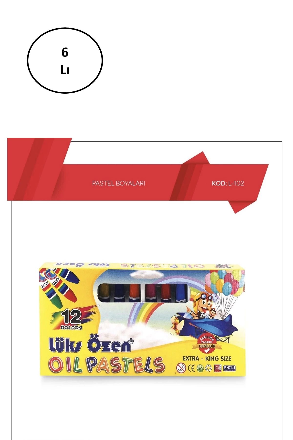 PRATİKOBA Lüks Özen 12 Renk Karton Pastel Boya 6'lı