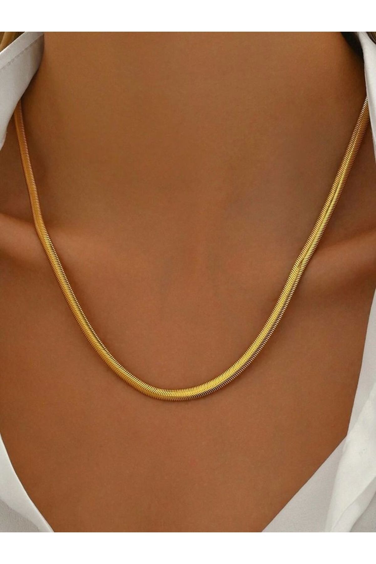 Ervalina Trend İtalyan Çelik Zincir Yılan Model Altın Rengi