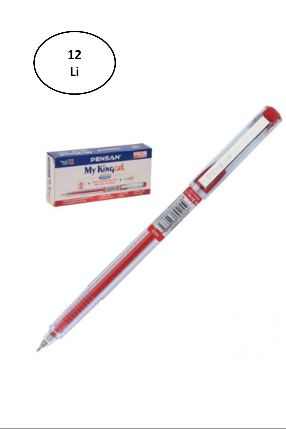 PRATİKOBA Pensan 6405 My-Kıng Jel Metal Klips Kalem Kırmızı 0,5mm 12'li