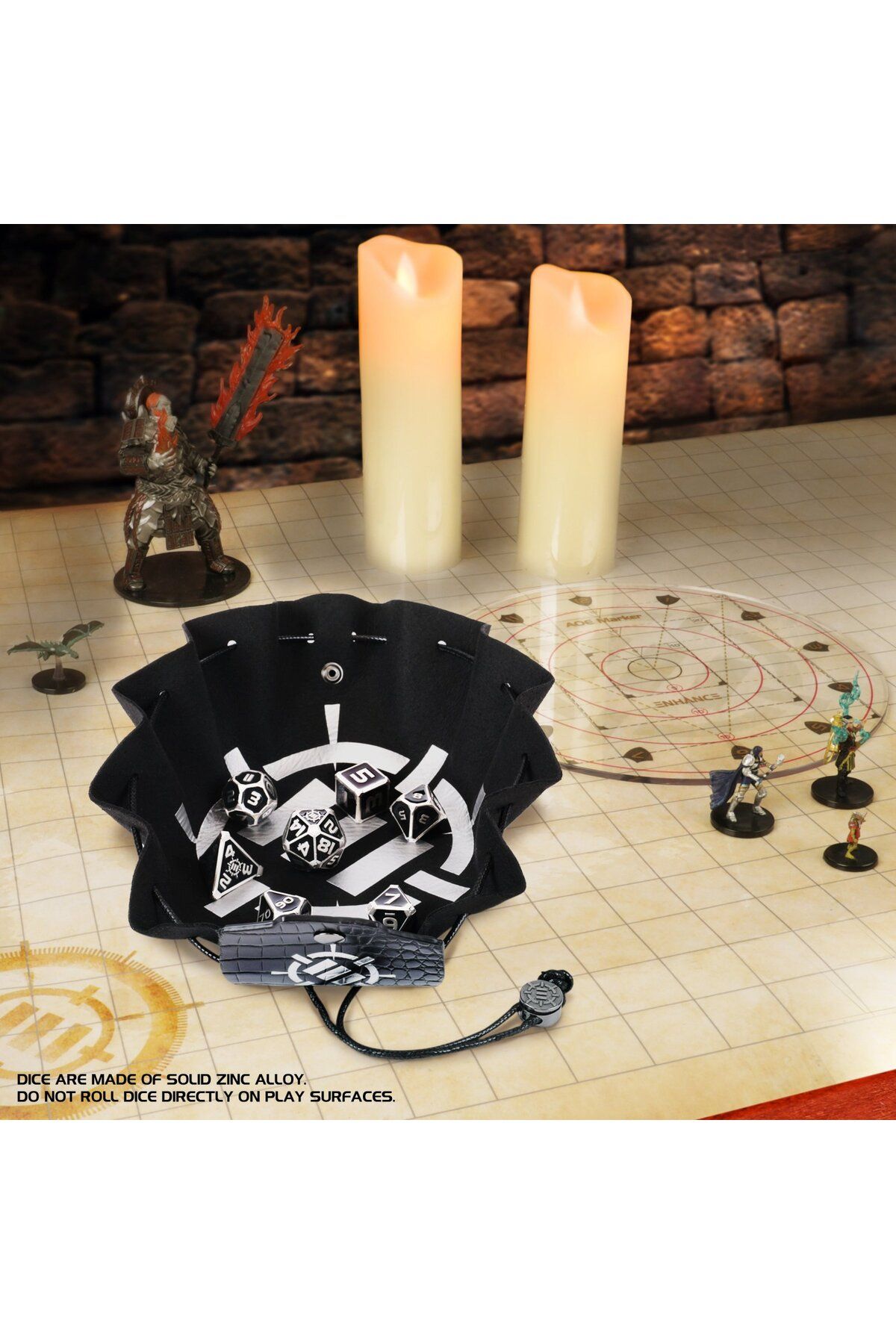 Enhance-Collector's Edition Black DnD Metal Dice Set 6