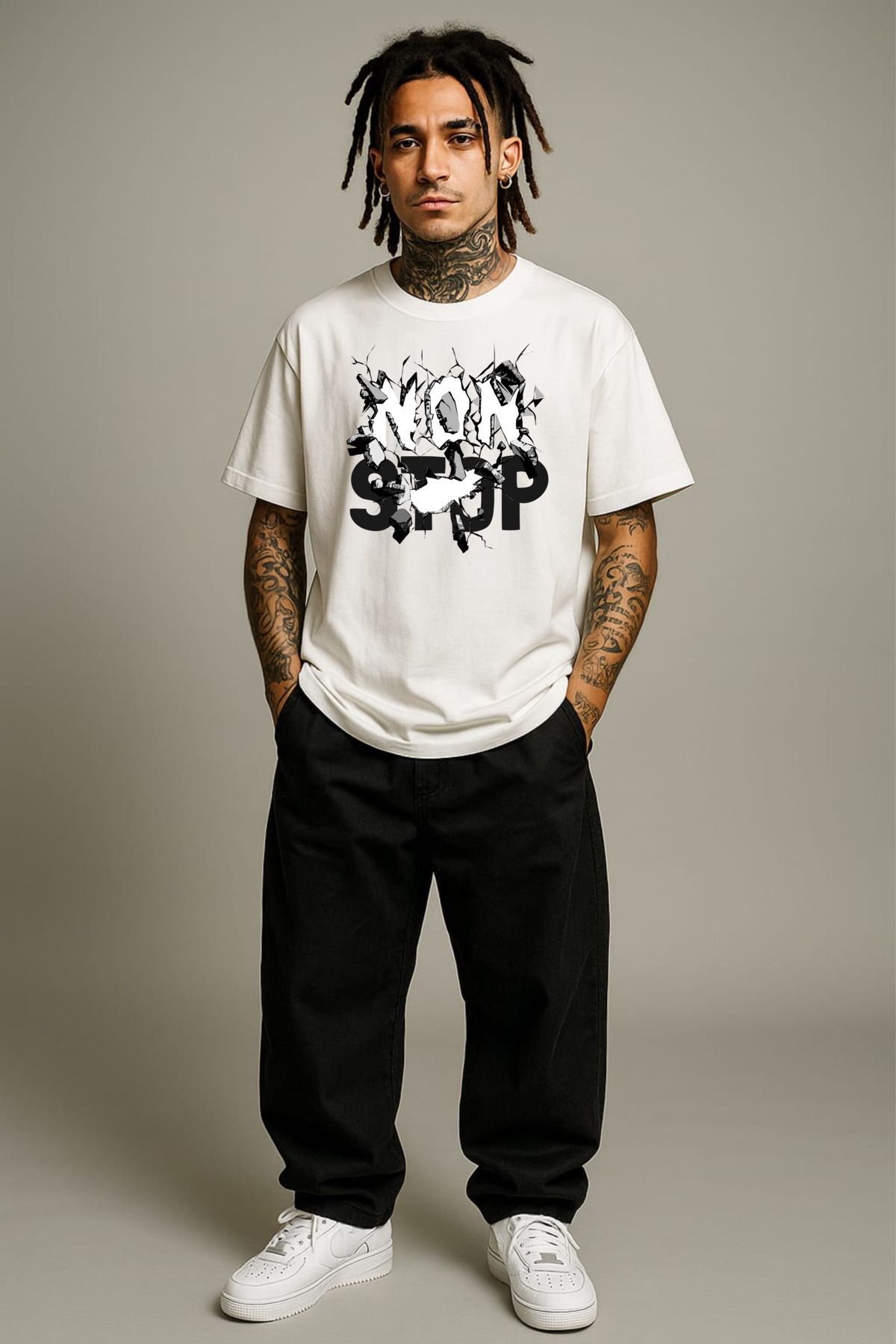 MAYK STREETWEAR OVERSIZE TSHIRT - UNISEX NON STOP BASKILI TSHIRT