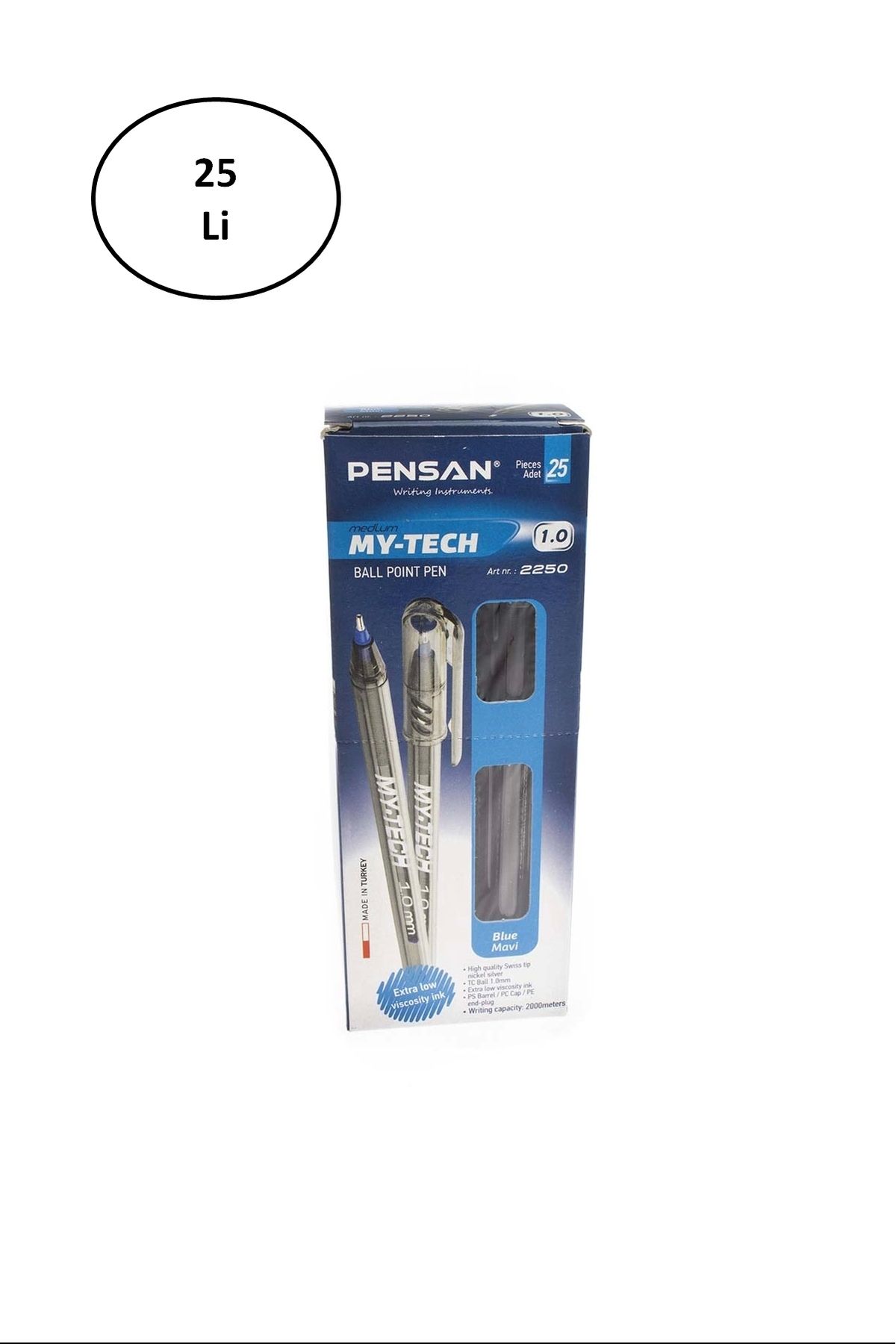 PRATİKOBA Pensan My-Tech Tükenmez Kalem Mavi 1.0 Mm 25'li