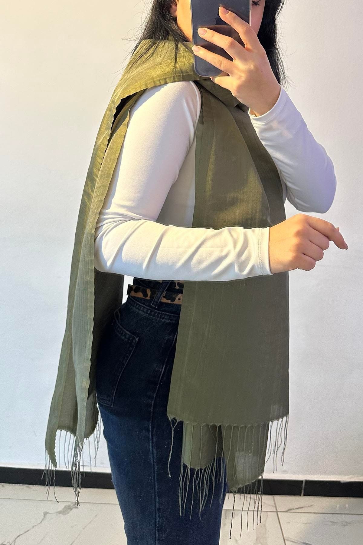 TAKIŞTIR Yeşil Renk Tafta Şal