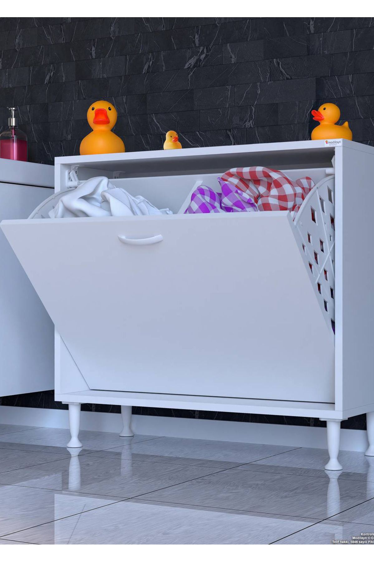Modilayn 75x75x32,5 cm’ lik 2 Göz Sepet Hazneli Mini Düzenleyici Çok Amaçlı Mutfak Dolabı