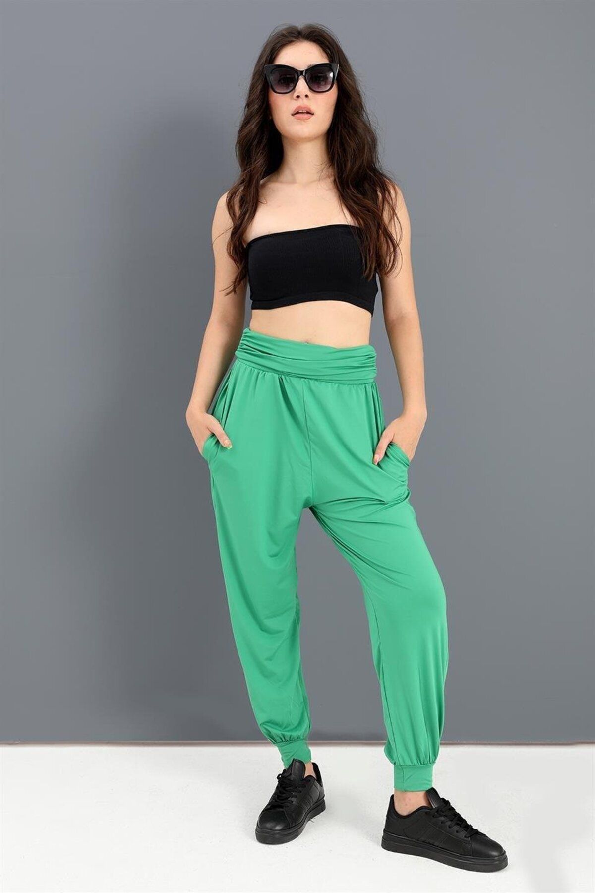 LLOHA Yüksek Bel Cepli Jogger Pantolon - Yeşil