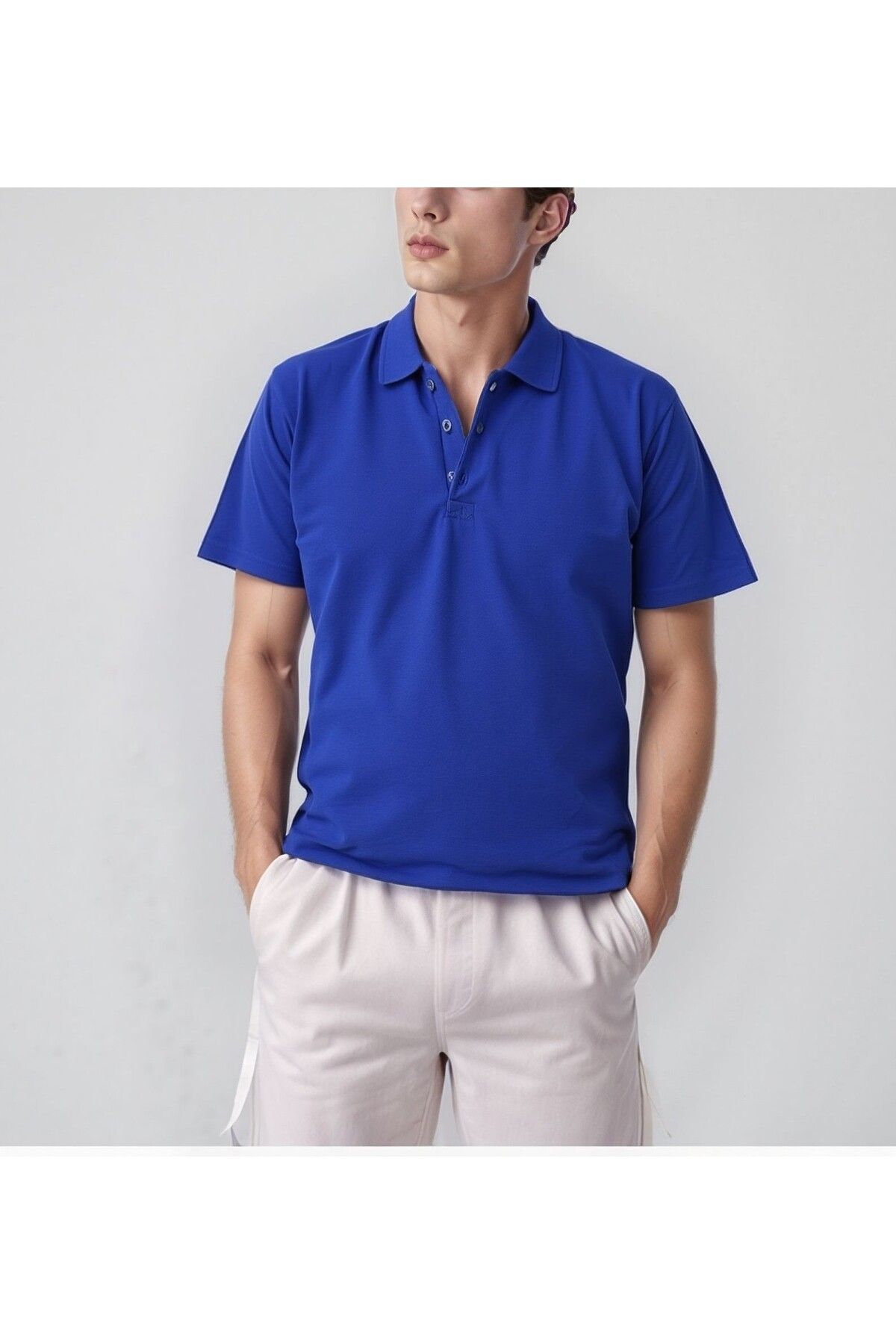 White Velvet Polo Yaka %100 Pamuklu Yarım Pat Düğmeli Tişört YPT25.ABS