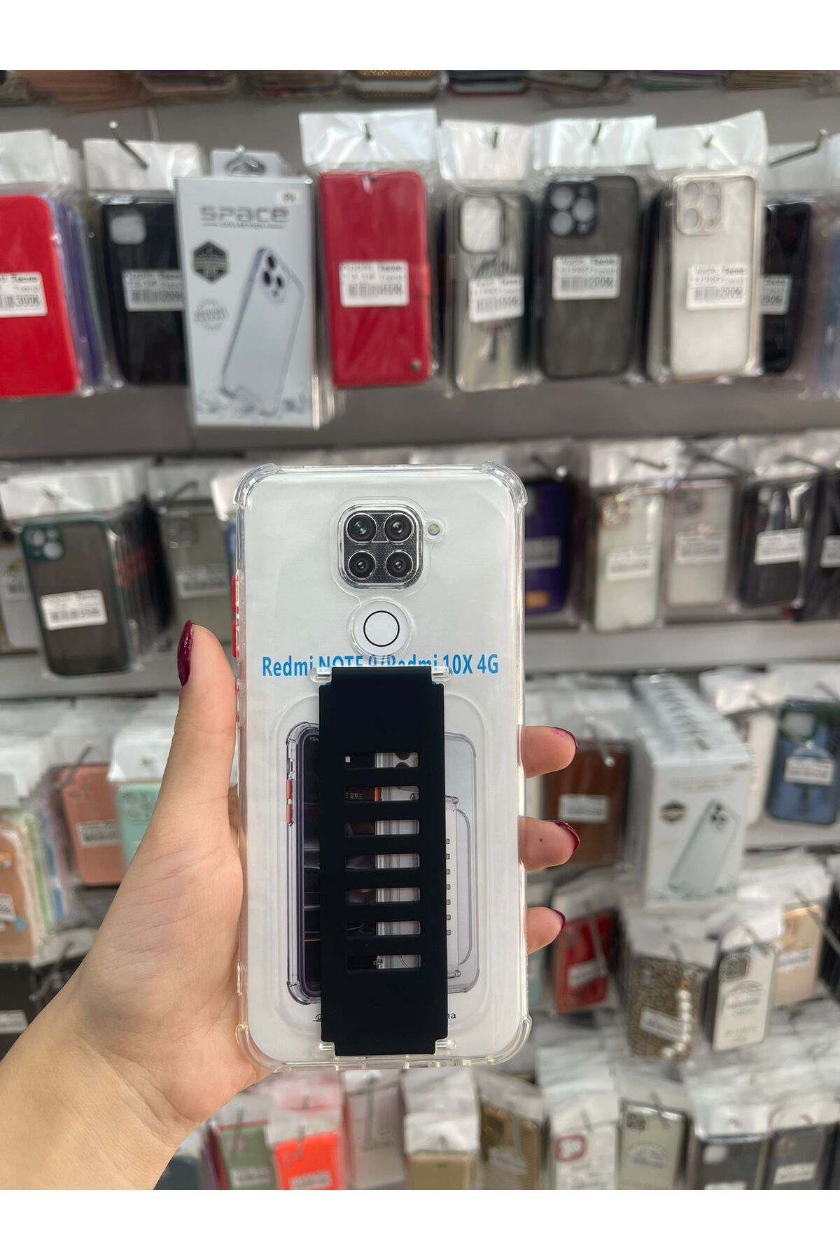 TECNOTREND xiaomi redmi note 9 uyumlu el tutamaçlı şeffaf silikon kılıf
