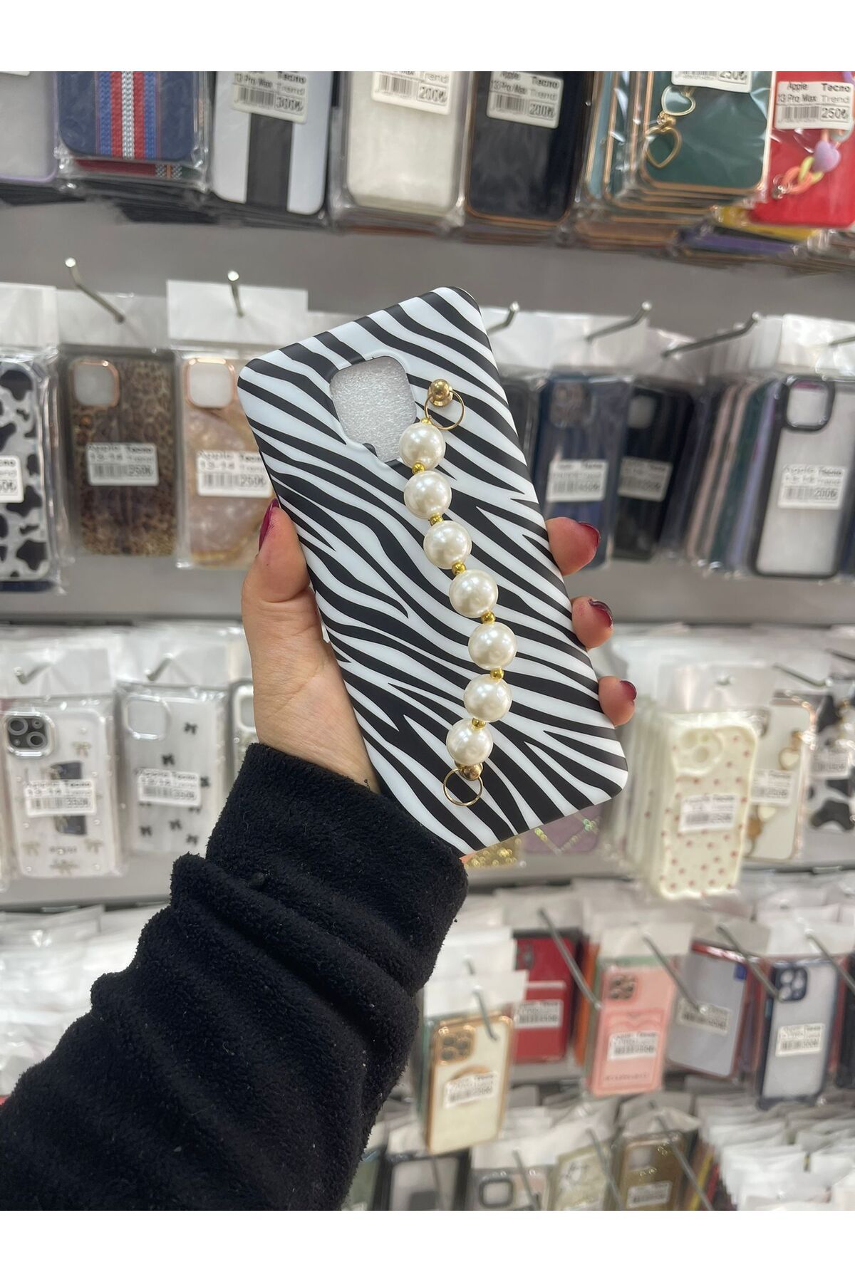 TECNOTREND Redmi Note 9 Pro/Note 9s Uyumlu desenli inci el tutamaçlı silikon kılıf