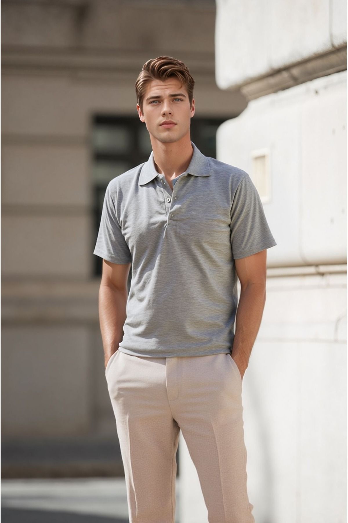 White Velvet Polo Yaka %100 Pamuklu Yarım Pat Düğmeli Tişört YPT25.ABS