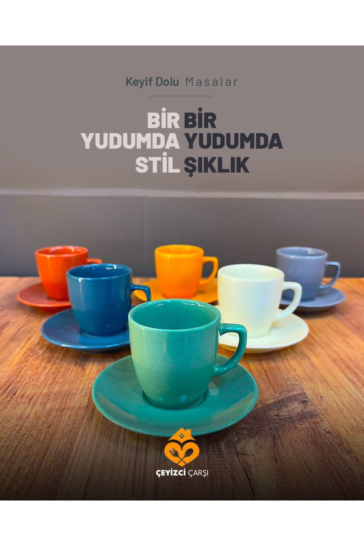 ÇEYİZCİ ÇARŞI ARADIĞIN HERŞEY TEK TIKLA 6’lı Renkli Modern Kahve Fincan Takımı – Mat Seramik ve Minimal Tasarım
