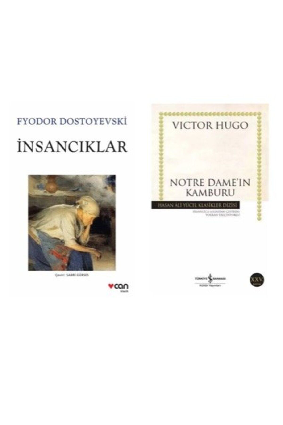 TÜRKİYE İŞ BANKASI KÜLTÜR YAYINLARI insanciklar + notre dame in kamburu =2li set