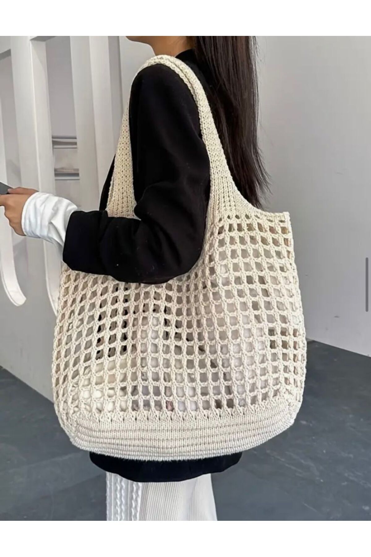 shop El Yapımı Kare Delikli Çanta