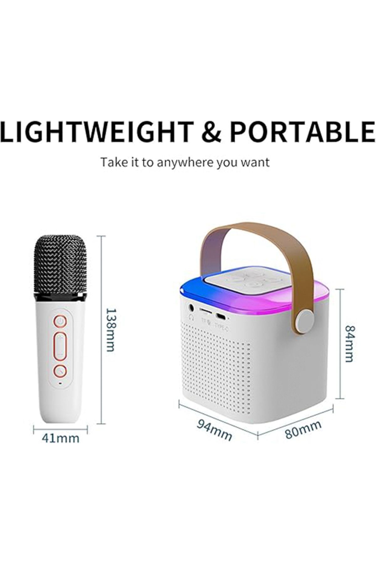 Generic-Mini Karaoke Machine with 2 Wireless Microphone, Portable Bluetooth Karaoke Speaker 8