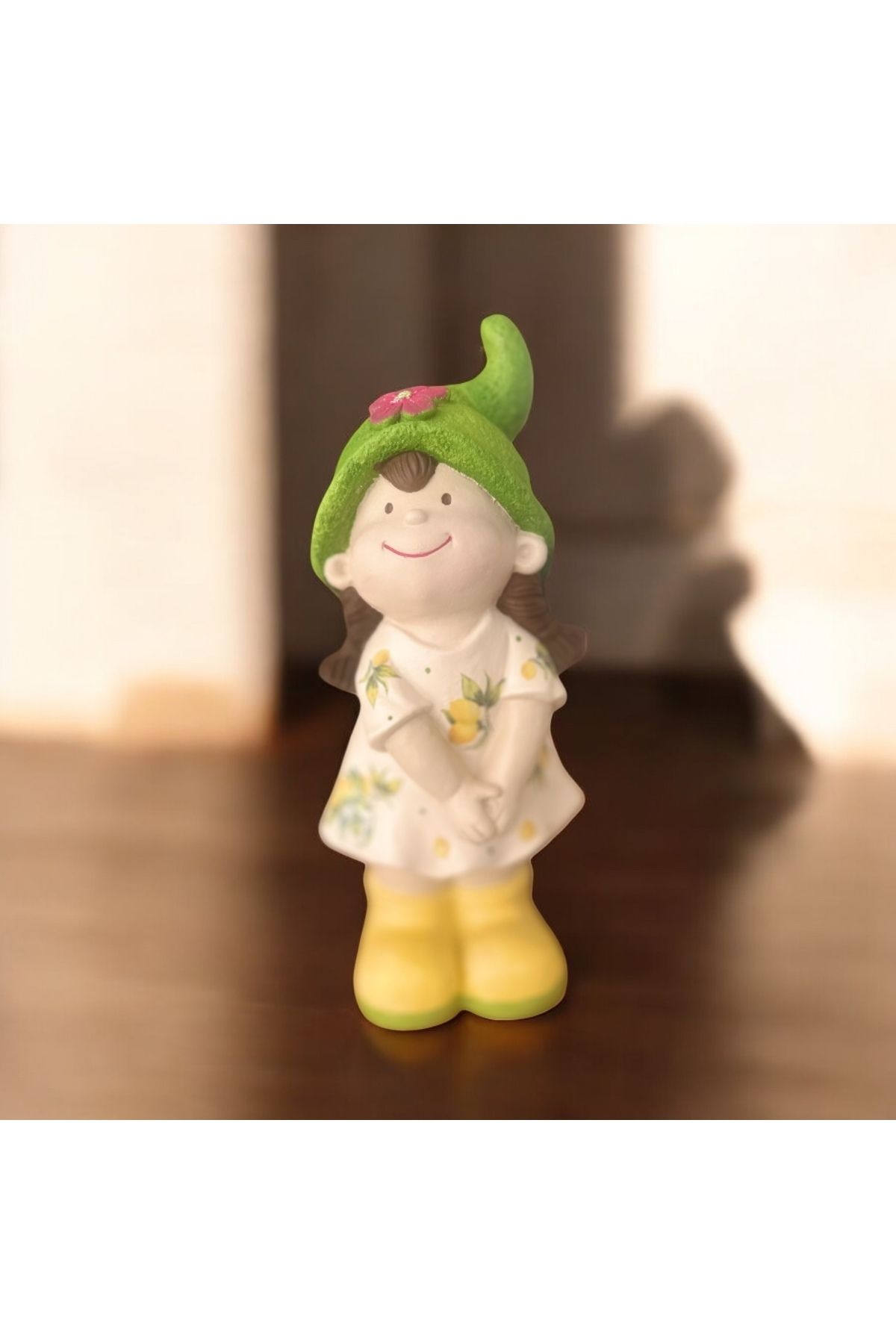 Baykuşca Küçük Kız Cüce Heykeli, Kız Cüce Bahçe Heykeli, Cüce Obje, Bahçe Konsept, Limon Dekorasyon