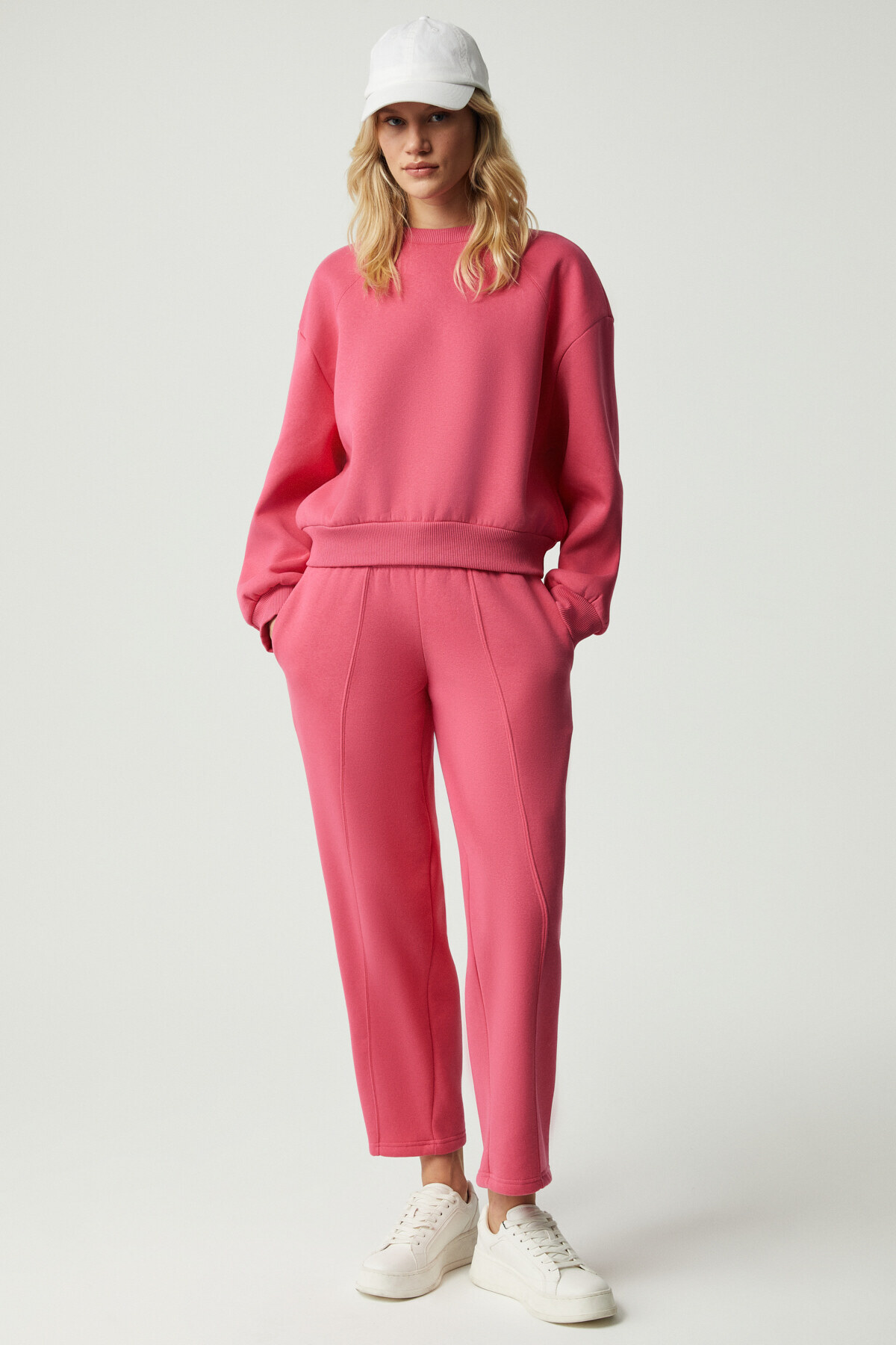 MORGANS Women's Wide Leg Oversize Pink Sweatpants