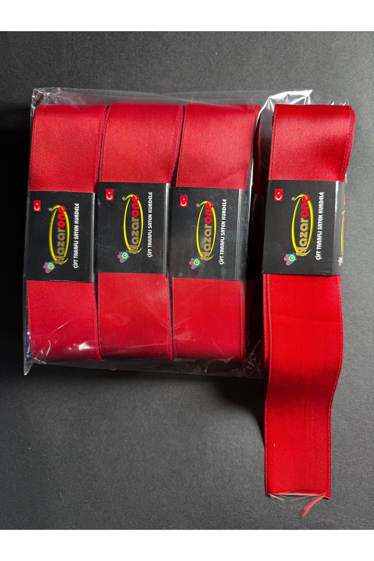 Home 4 cm saten kurdele kırmızı renk 4’lü (4*10=40metre)