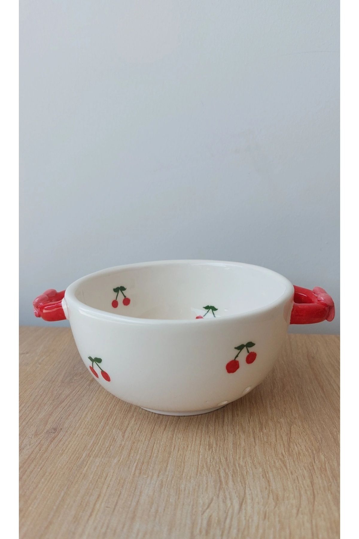 Ohlala Atelier Kirazlı Seramik Süzgeç El Yapımı Küçük Boy Süzgeç Handmade Strainer