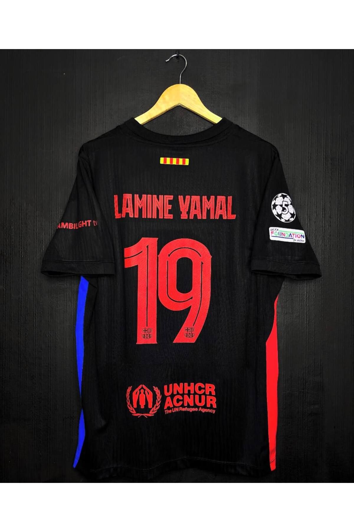 kombinezyum 2024/25 Barcelona #19 Lamine YAMAL Deplasman Forması (BLACK)
