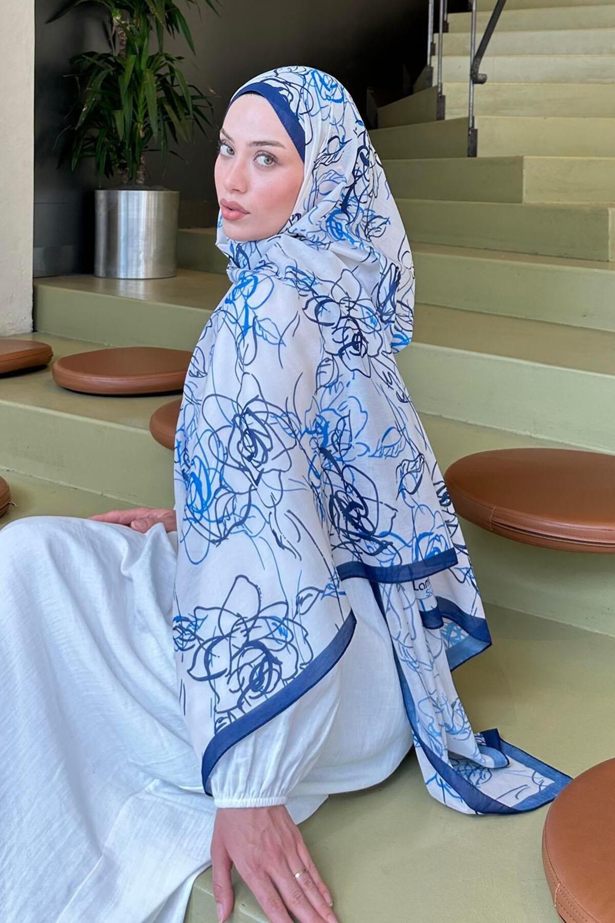 lamelif-نمط زهرة شال ناعم إكرو 3