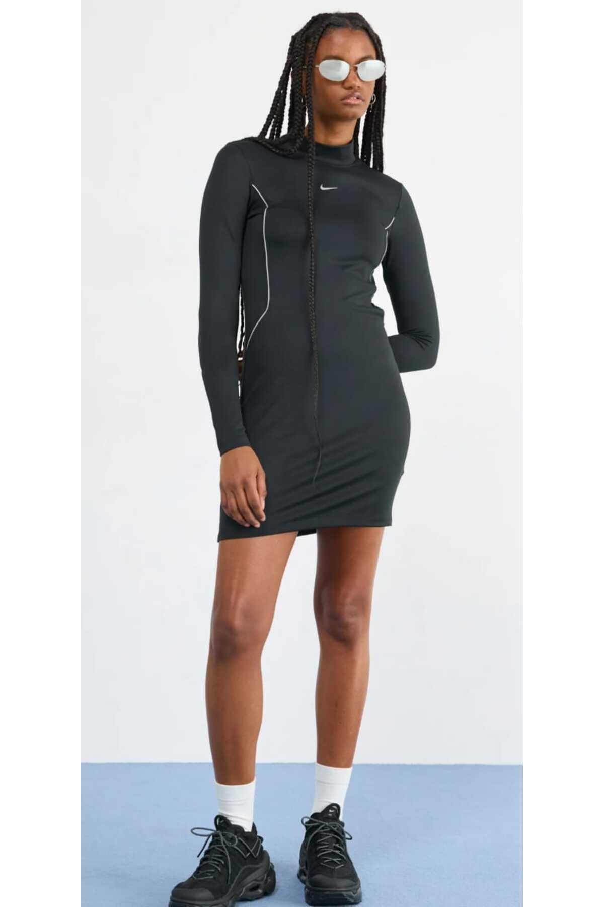 Nike Long Sleeve Dress Swoosh Woven Kadın Elbise HQ3752 yakamoz spor