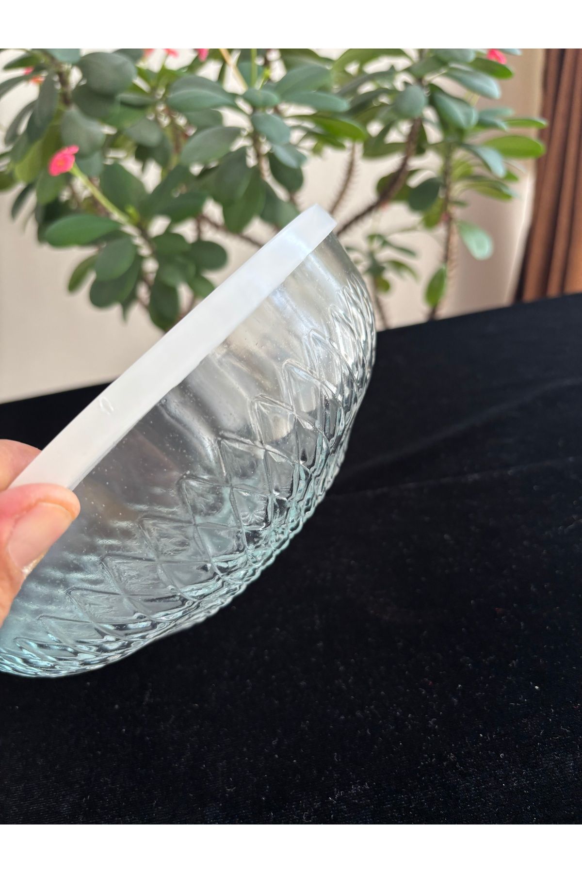 DİBA AVM-20 cm Glass Storage Container Salad Bowl Diameter 20 cm Height 7 cm Volume 1350 Cc 4