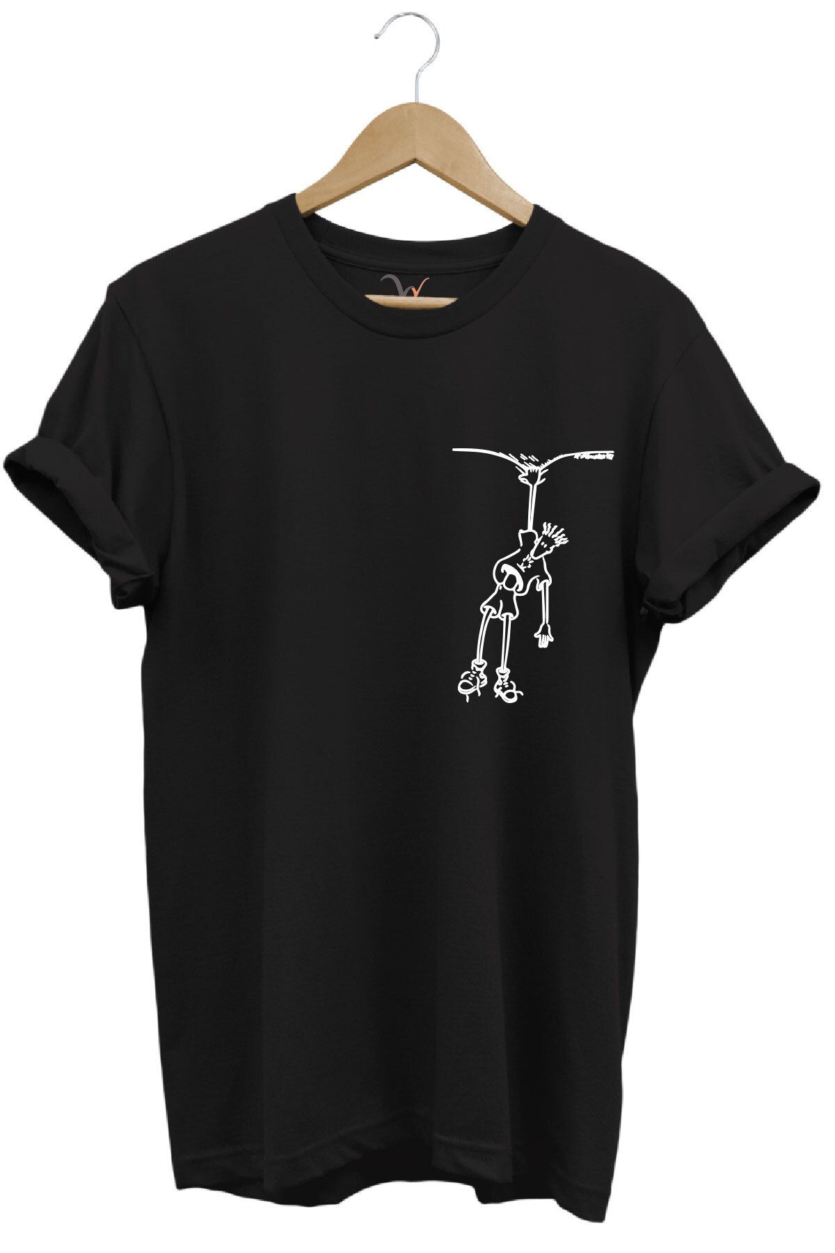 onsrawear Unisex Asılı Figür Tasarımı %100 Pamuk Basic T-shirt