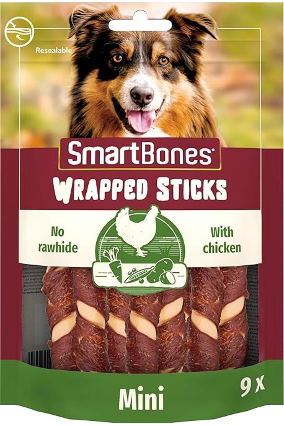 Orqinel Smartbones Chickenwrapsticks Mini Küçük Boy Tavuklu Burgu Çubuklar 9'Lu, 112 Gr Köpek Ödülü