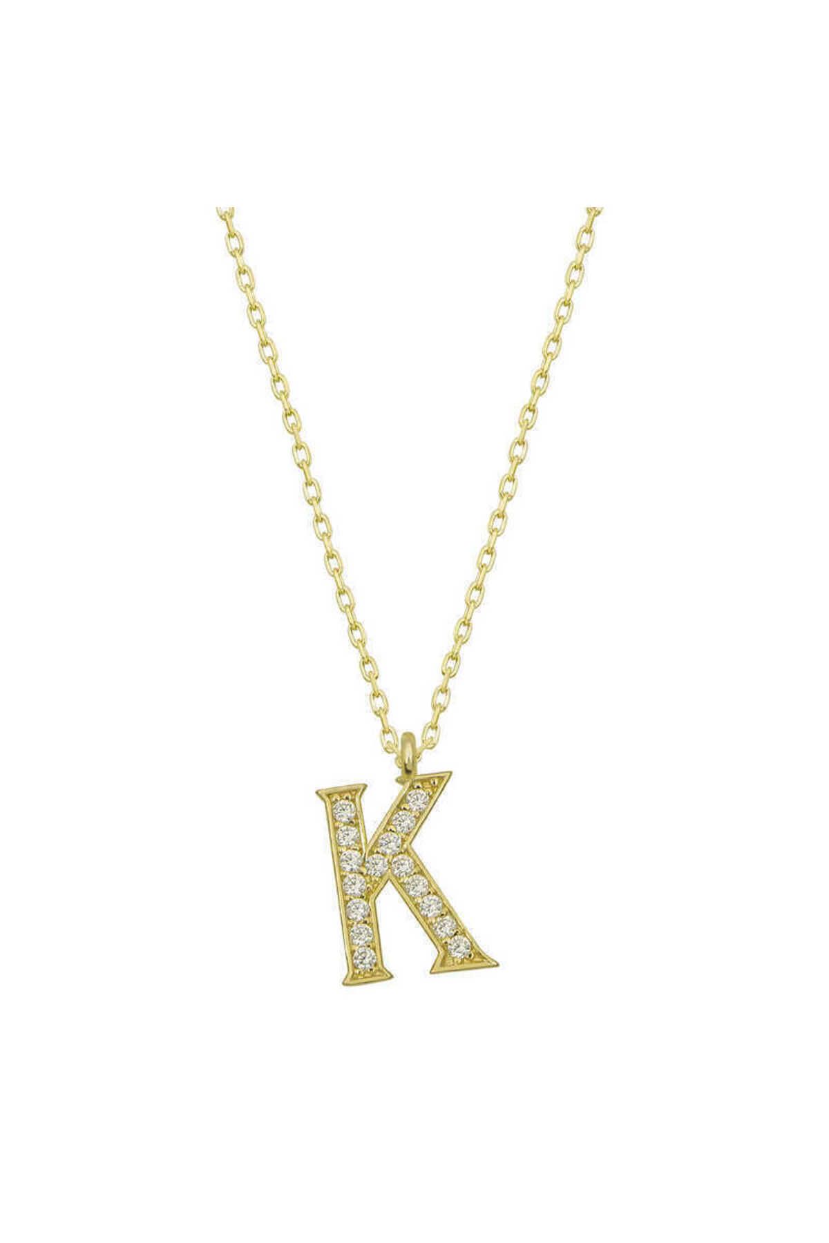 Emperium Gümüş Gold K Harfi Kadın Kolye