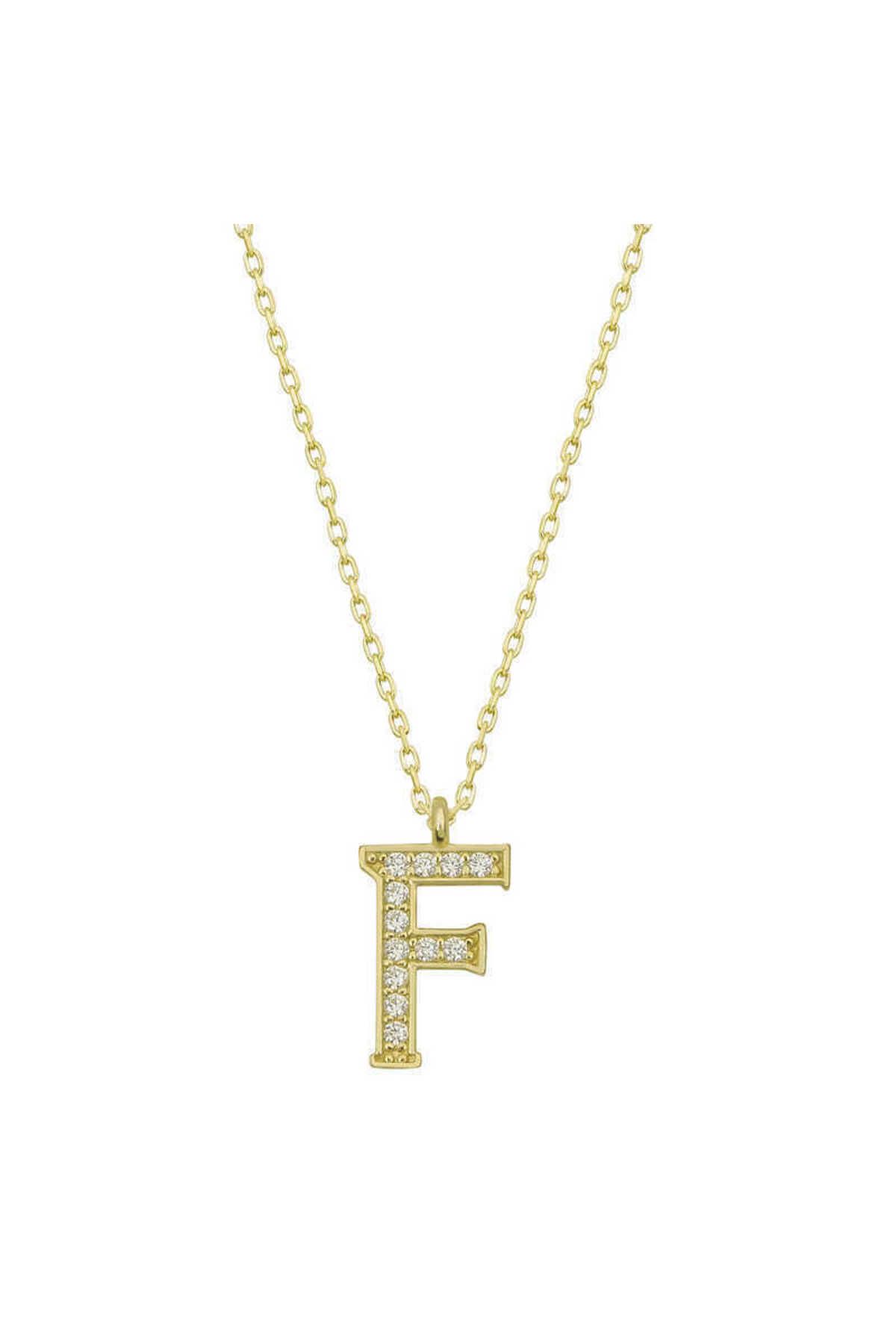 Emperium Gümüş Gold F Harfi Kadın Kolye