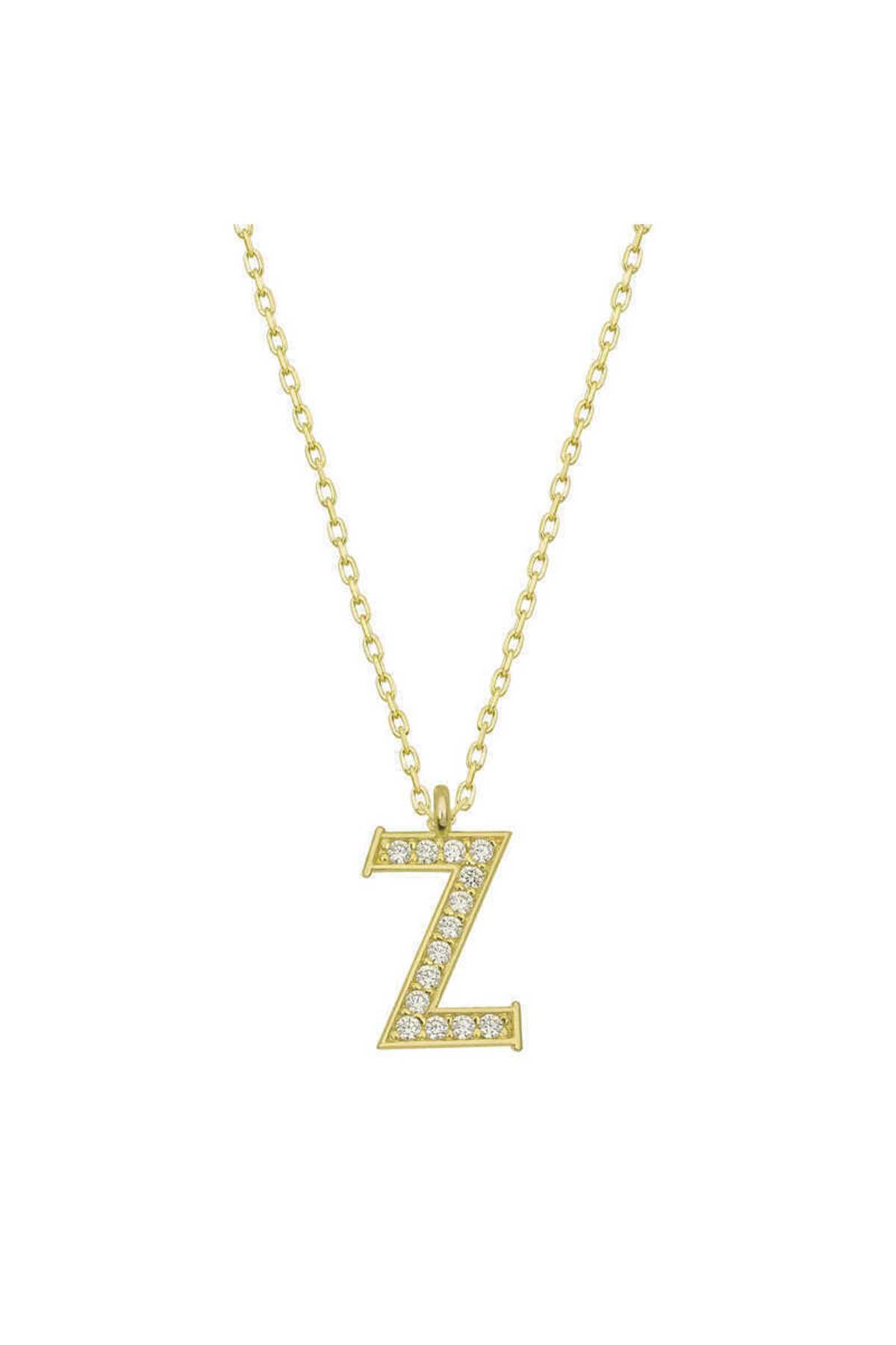 Emperium Gümüş Gold Z Harfi Kadın Kolye