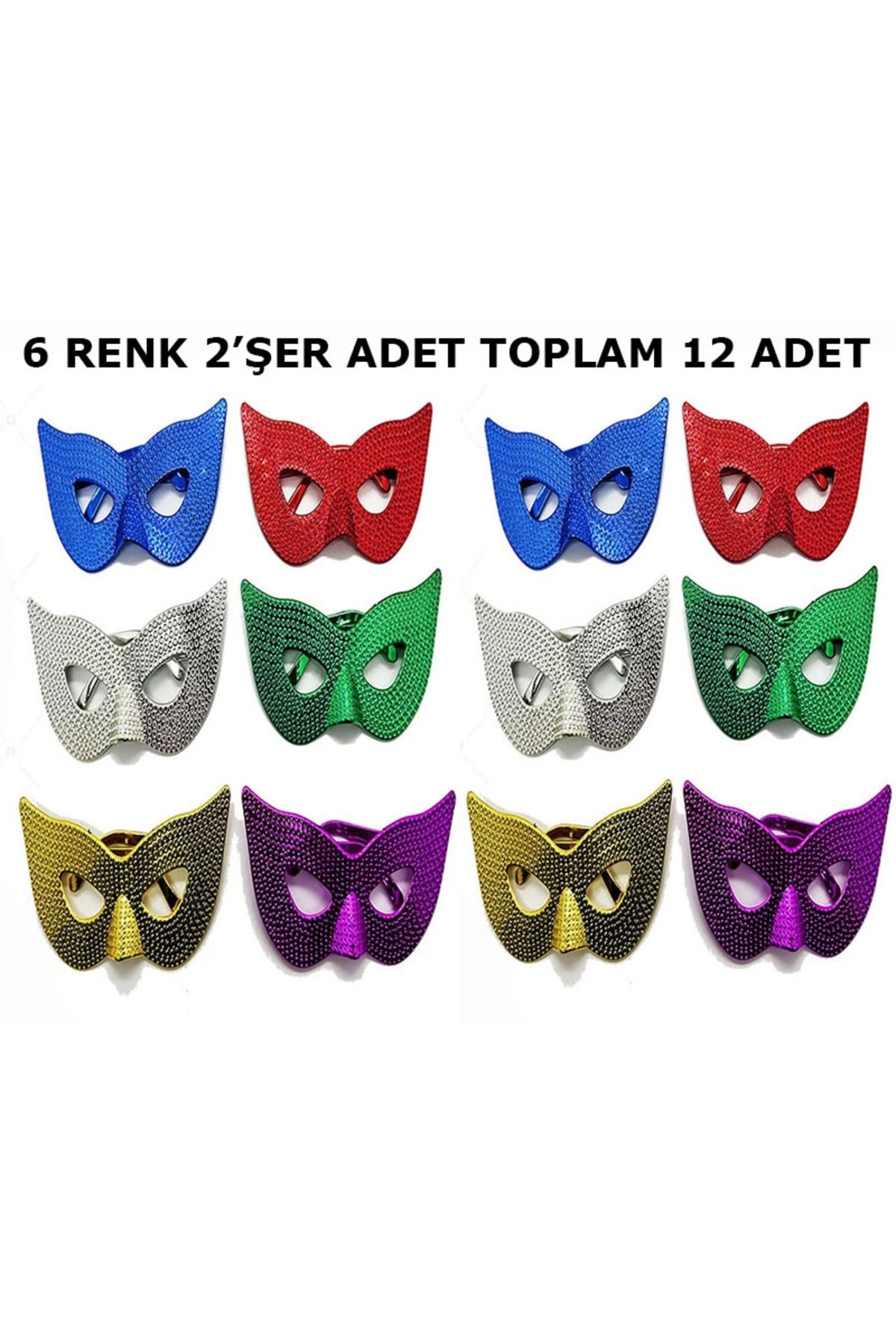 Modafiks Maskeli Balo Partisi Görünümlü Retro Parti Gözlüğü 6 Renk 12 Adet
