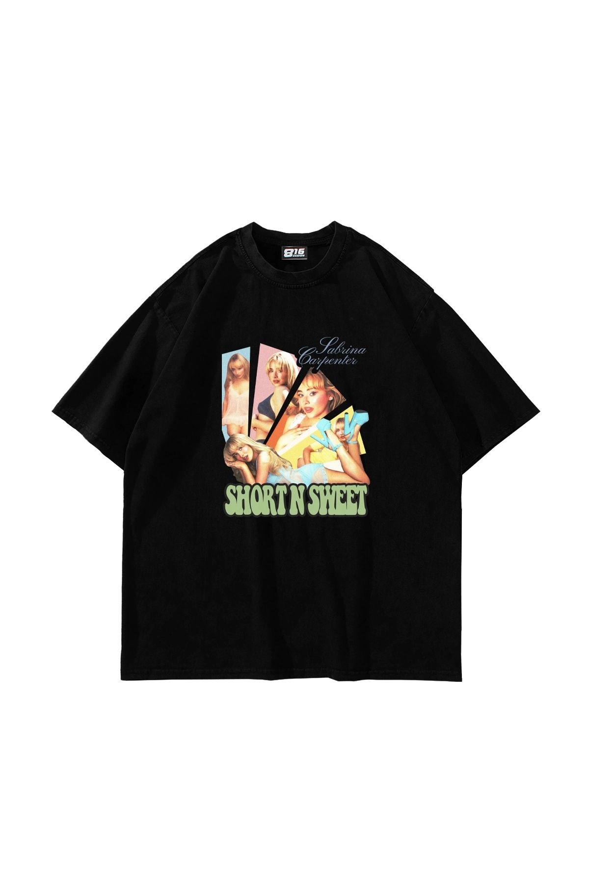 Sekizbiraltı Sabrina Carpenter Baskılı Oversize Unisex Siyah Tshirt