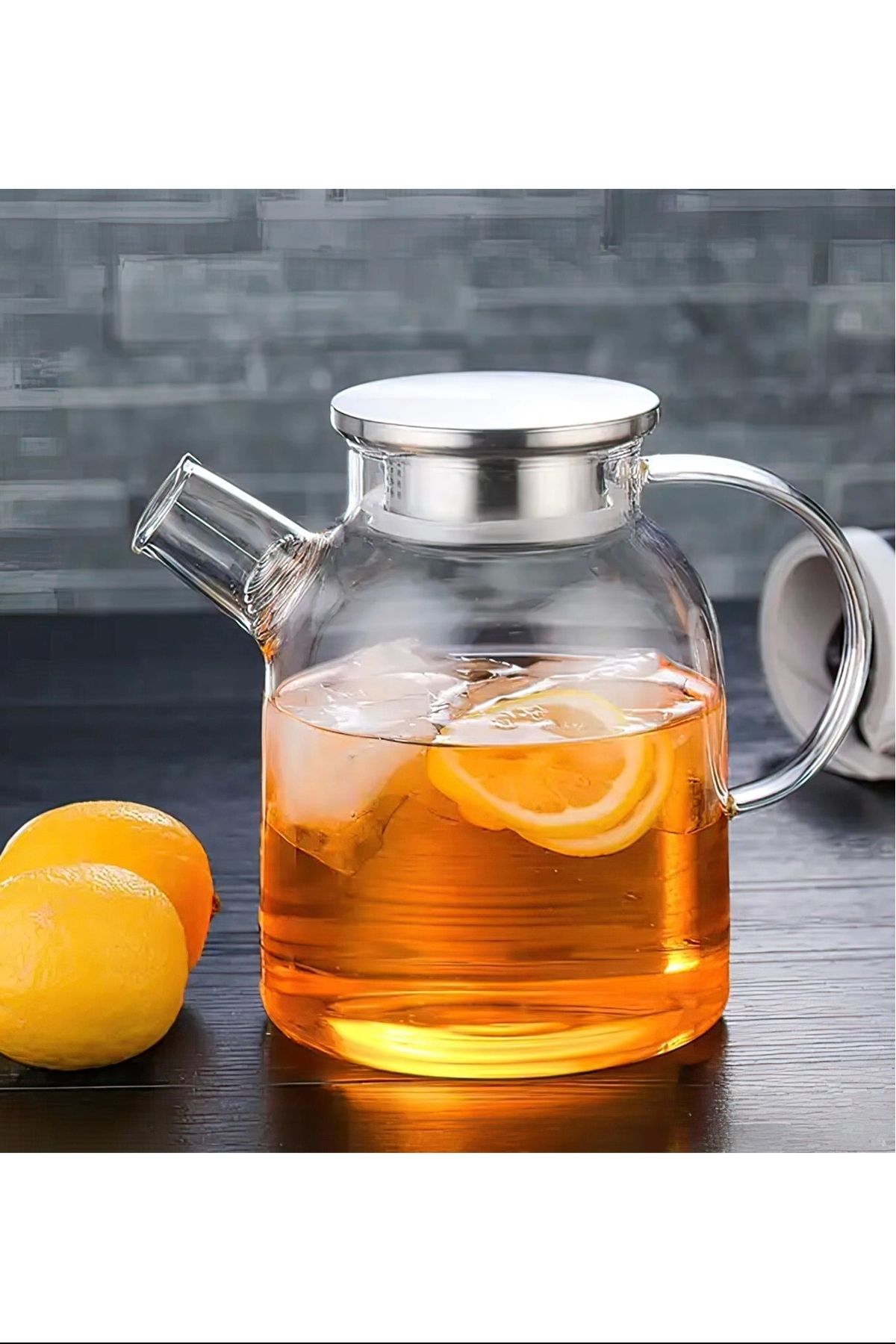 PRATİKOBA Çelik Kapaklı Borosilikat Cam Demlik 1500ML Royaleks-CM-2003