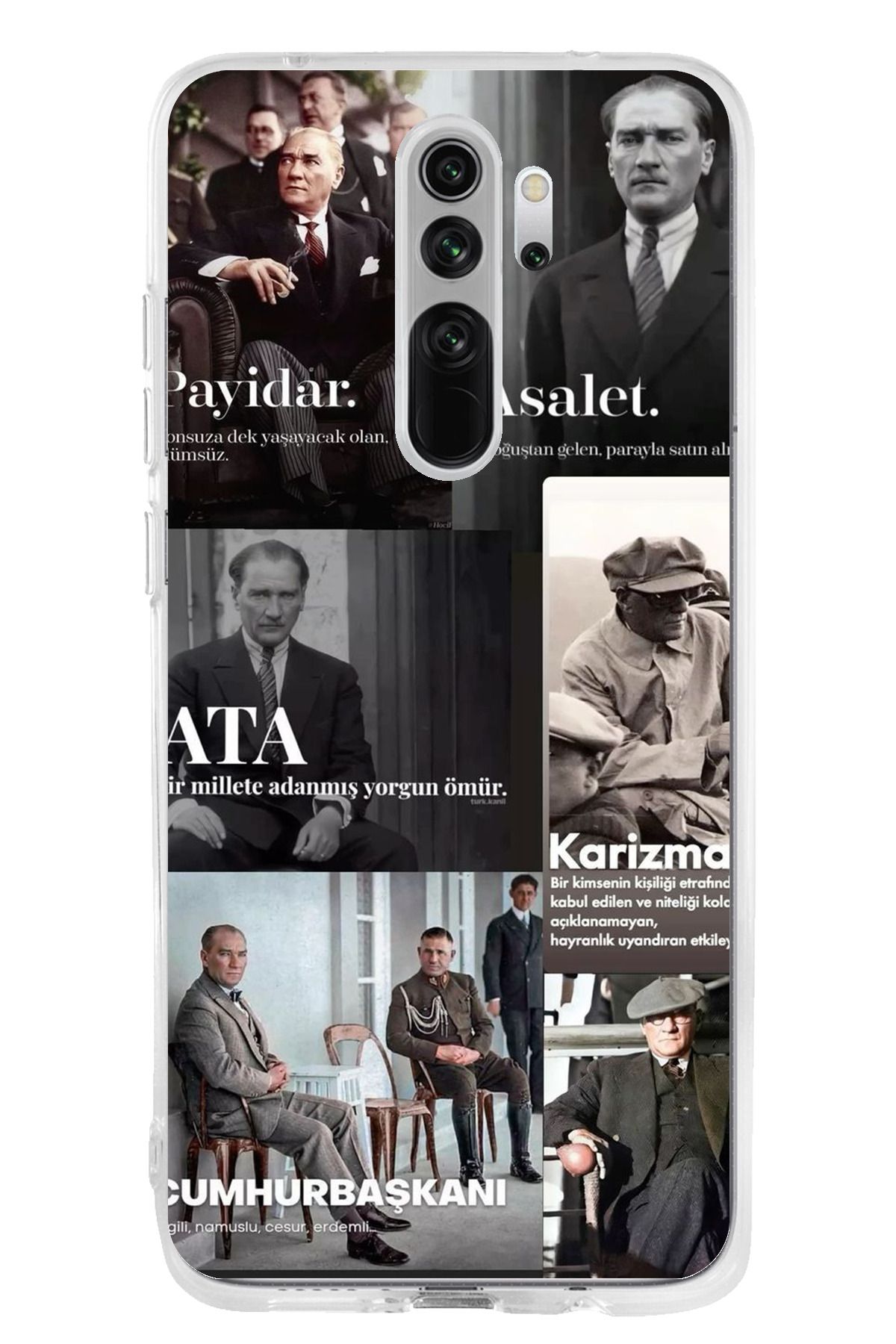TechTree Redmi Note 8 Pro Uyumlu Atatürk Asalet Karizma Şeffaf Silikon Kılıf