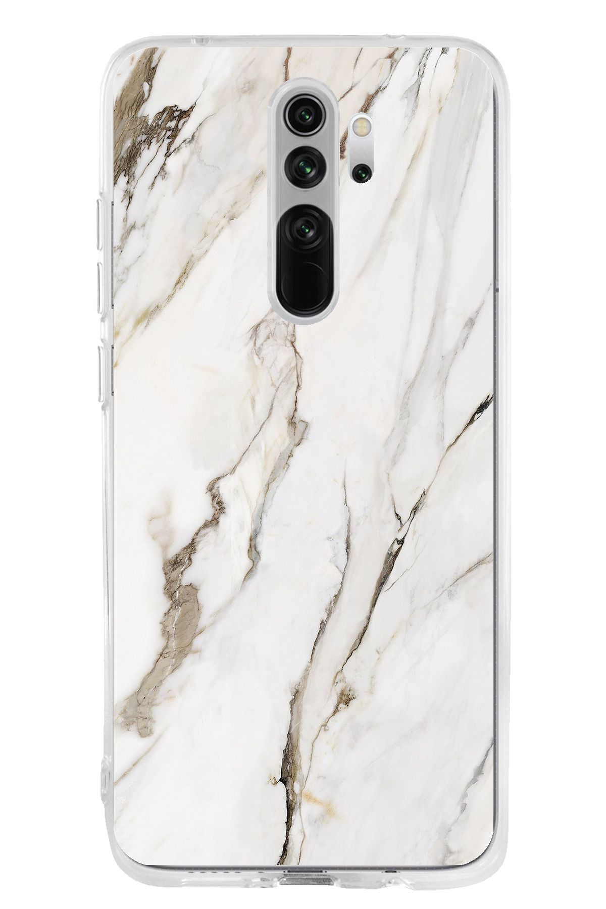 TechTree Redmi Note 8 Pro Uyumlu Beyaz Mermer Şeffaf Silikon Kılıf