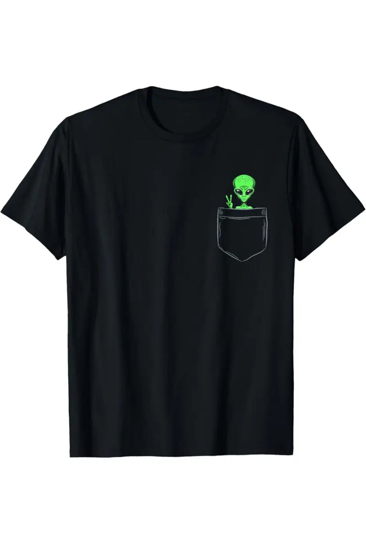 LUNAVISTA Alien Baskılı Bisiklet Yaka Kısa Kol T-shirt