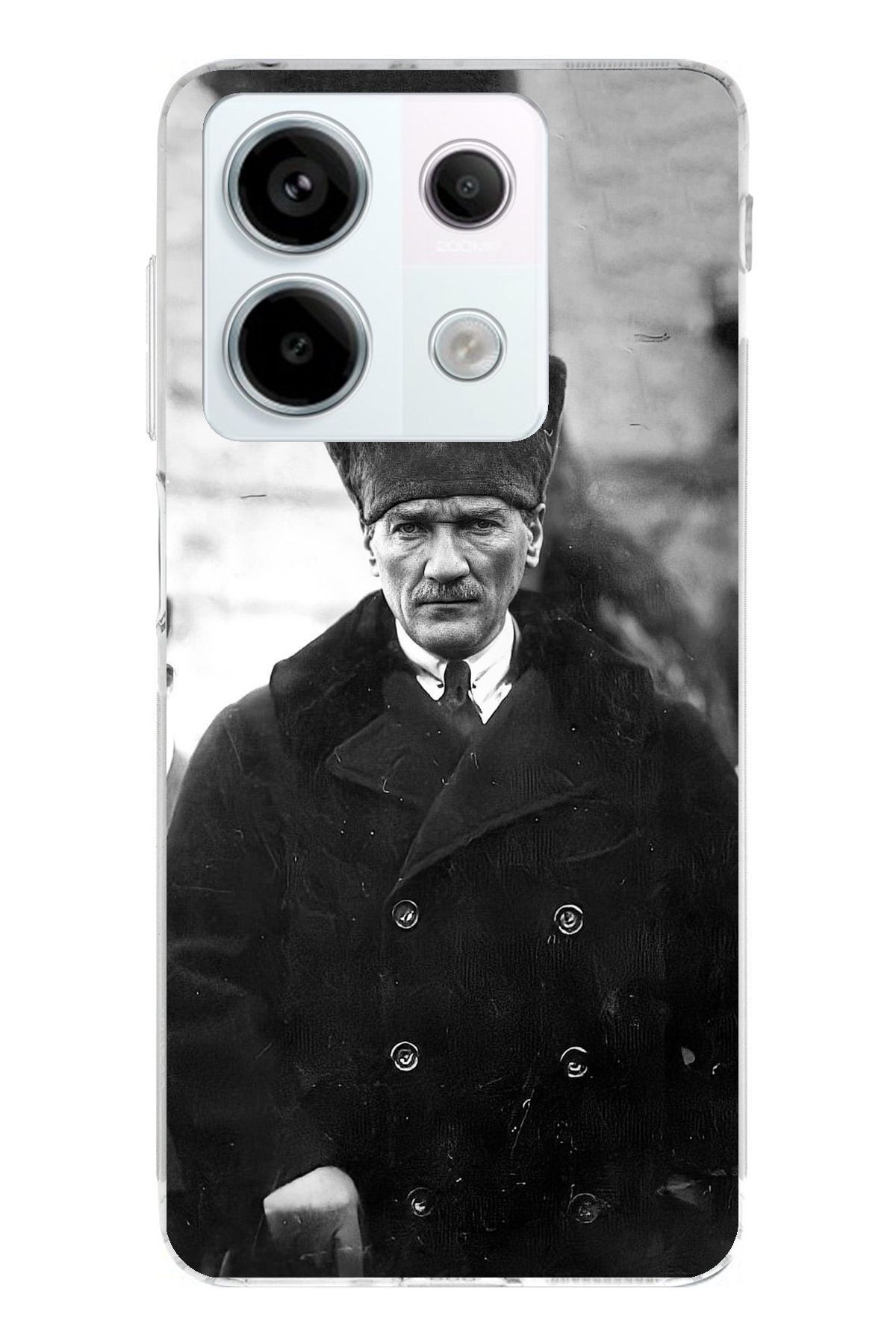 TechTree Redmi Note 13 PRO 5G Uyumlu Mustafa Kemal Atatürk Portre Şeffaf Silikon Kılıf