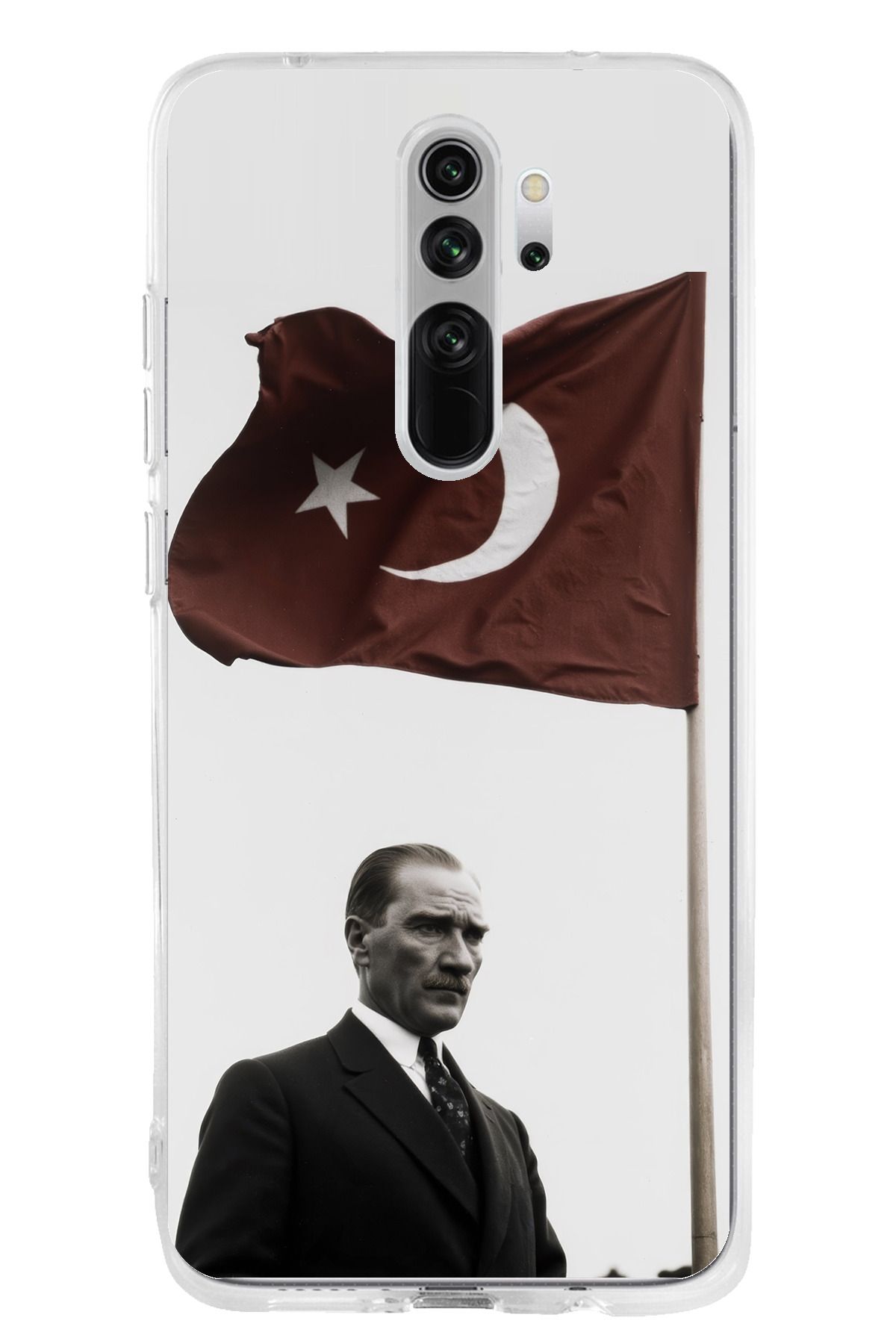TechTree Redmi Note 8 Pro Uyumlu Atatürk Bayrak Şeffaf Silikon Kılıf
