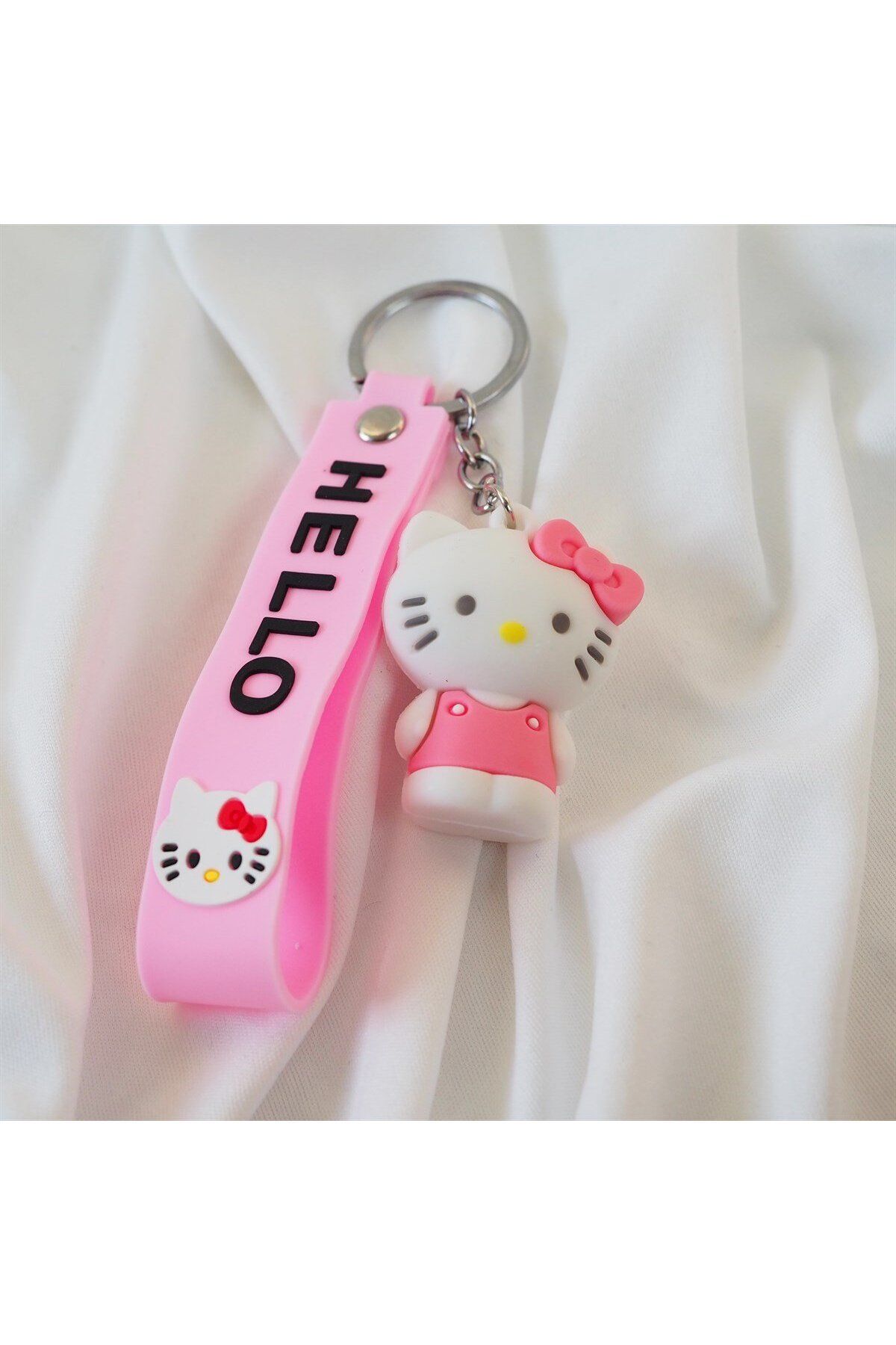 TAYEM Hello Kitty Anahtarlık, Silikonlu 3D Anahtarlık ve Çanta Aksesuarı (1 Adet)