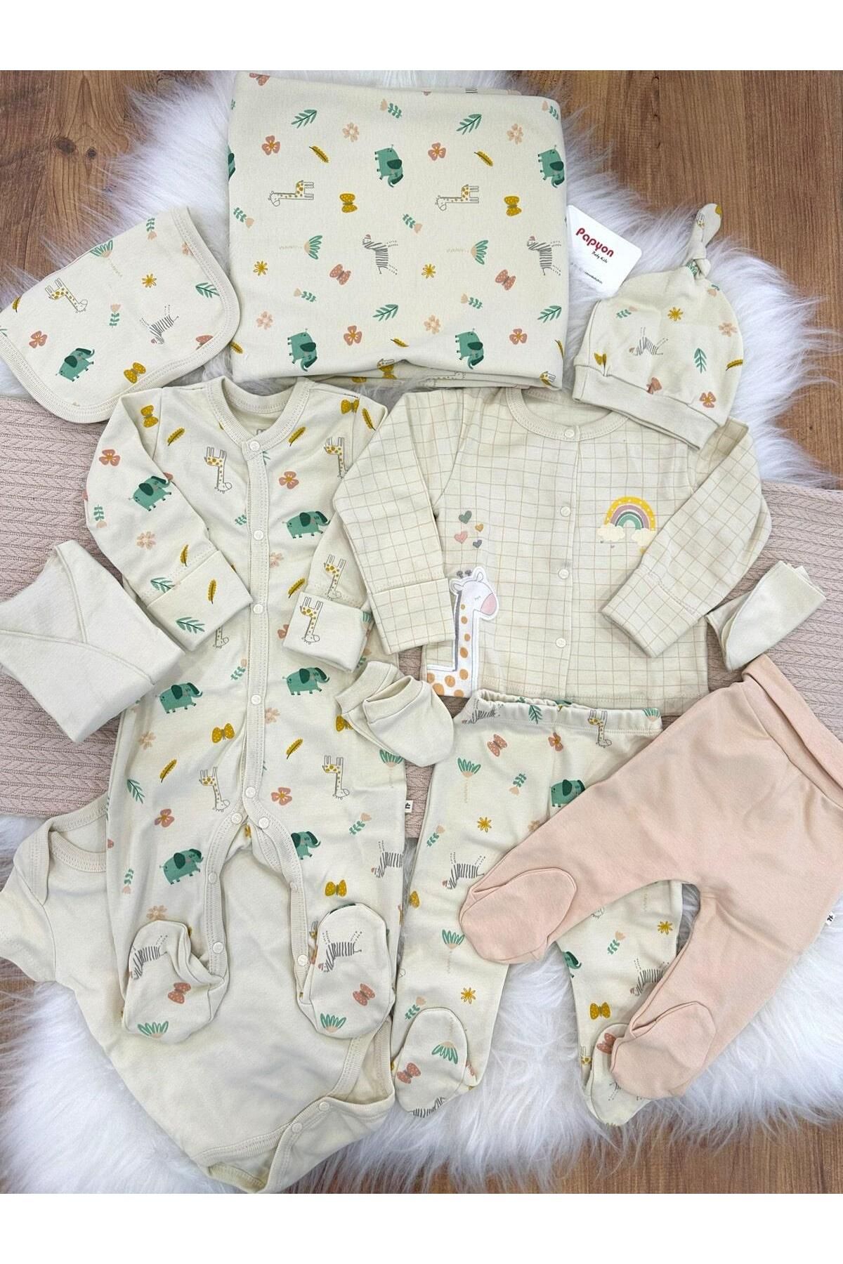 Papyon Baby Kids Safari Yenidoğan Kız Bebek 10lu Hastane Çıkış Seti