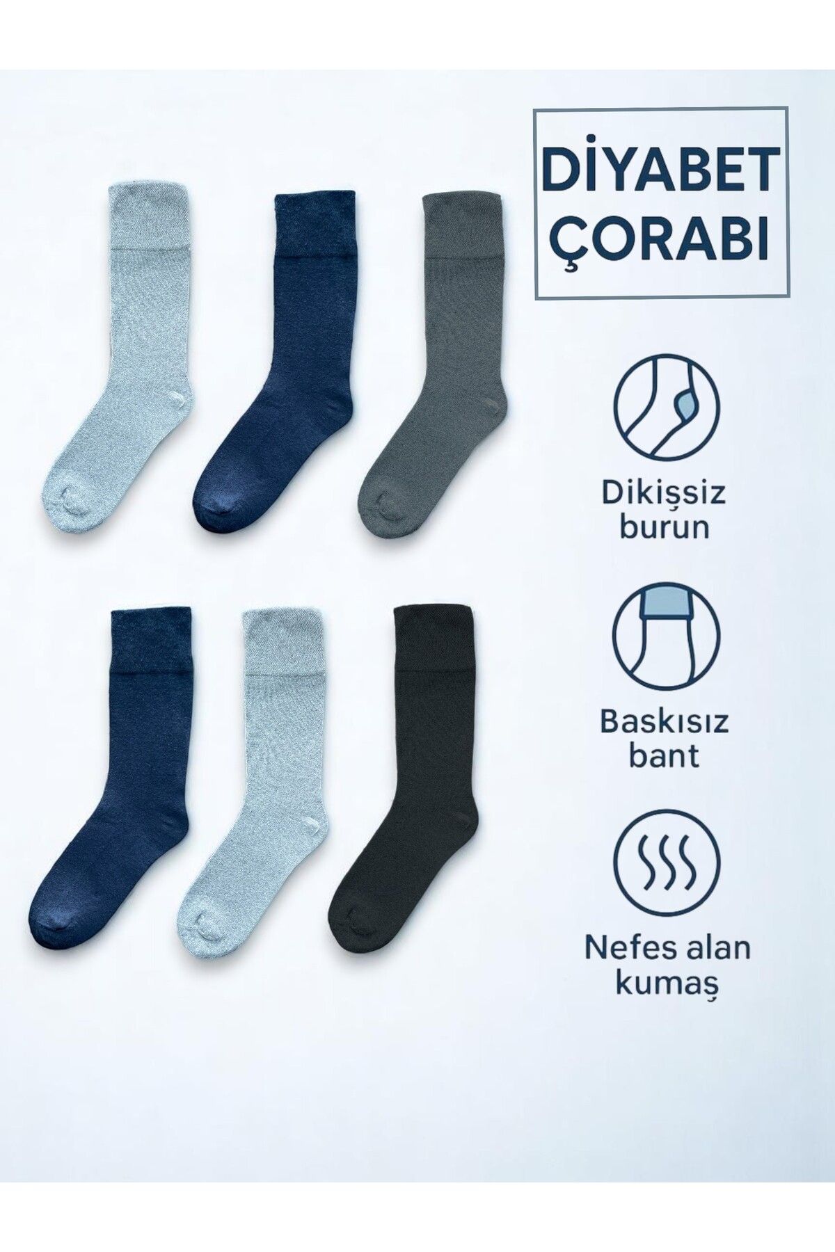 Line Smart 6'lı Erkek Pamuklu Özel Tasarım Dikişsiz Yumuşak Soket Çorap