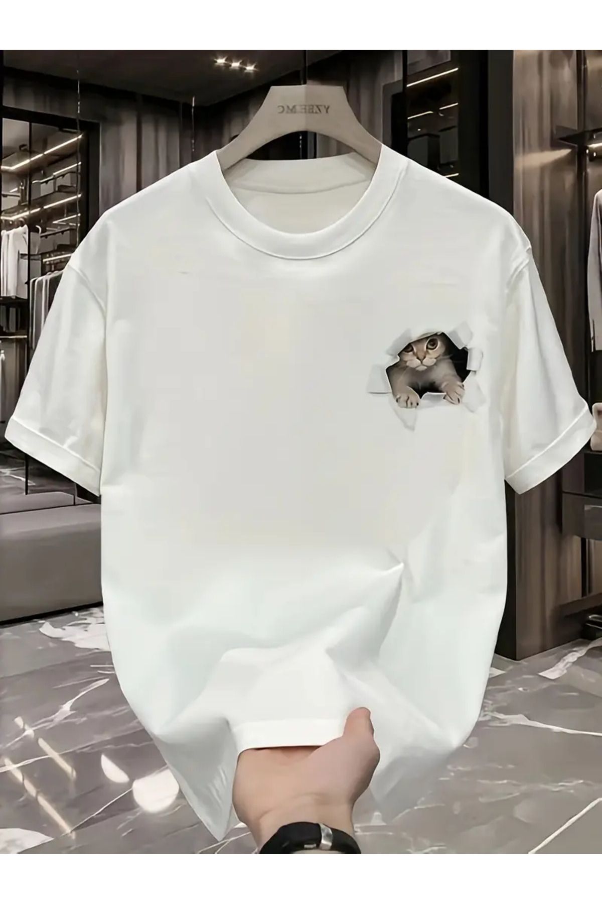 bellanova Oversize Kedi Desenli Unisex Tişört – 8 Farklı Model