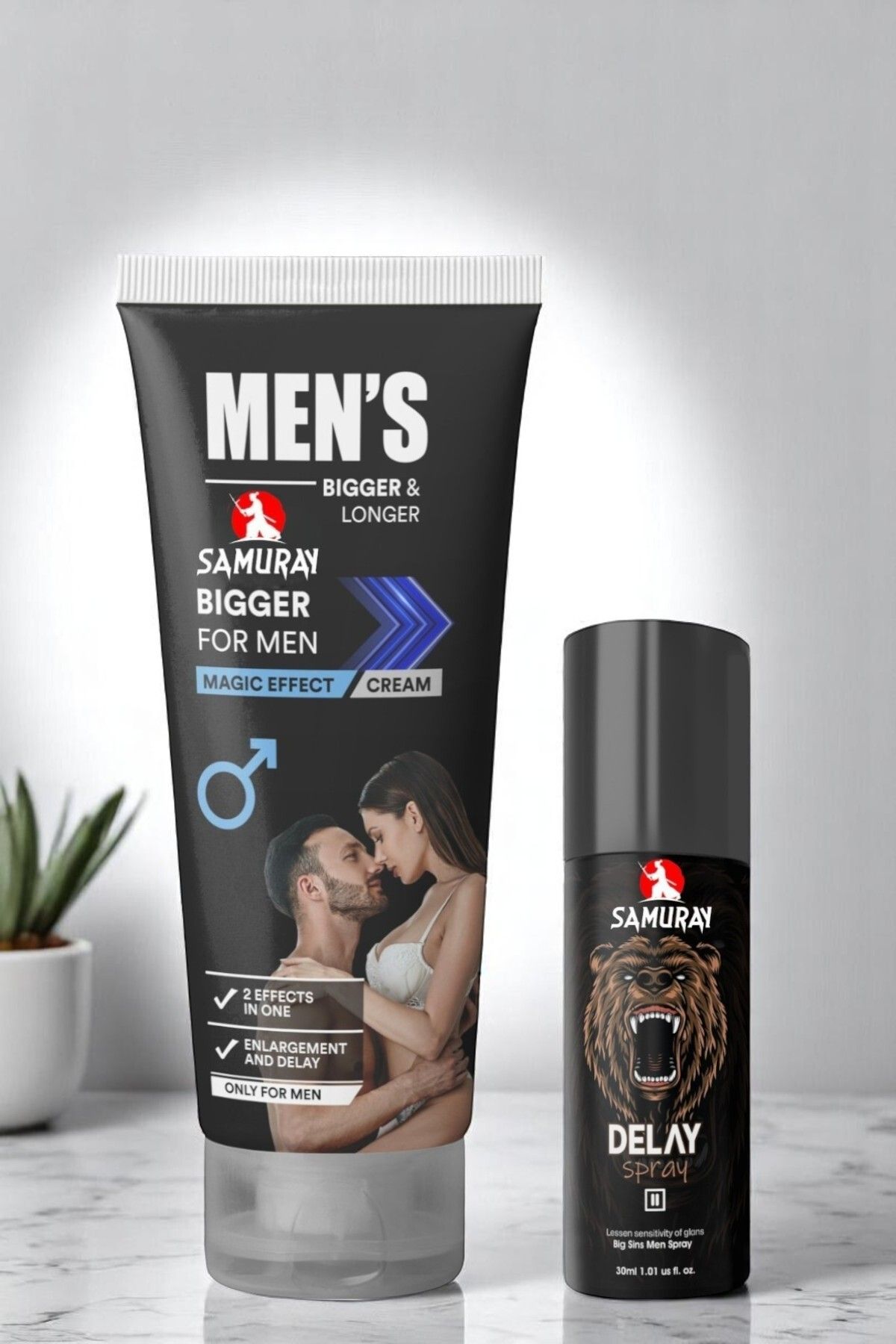 SAMURAY Büyütmeye Yardımcı ve Geciktiricili Etkili 50 ml Krem ile birlikte sprey