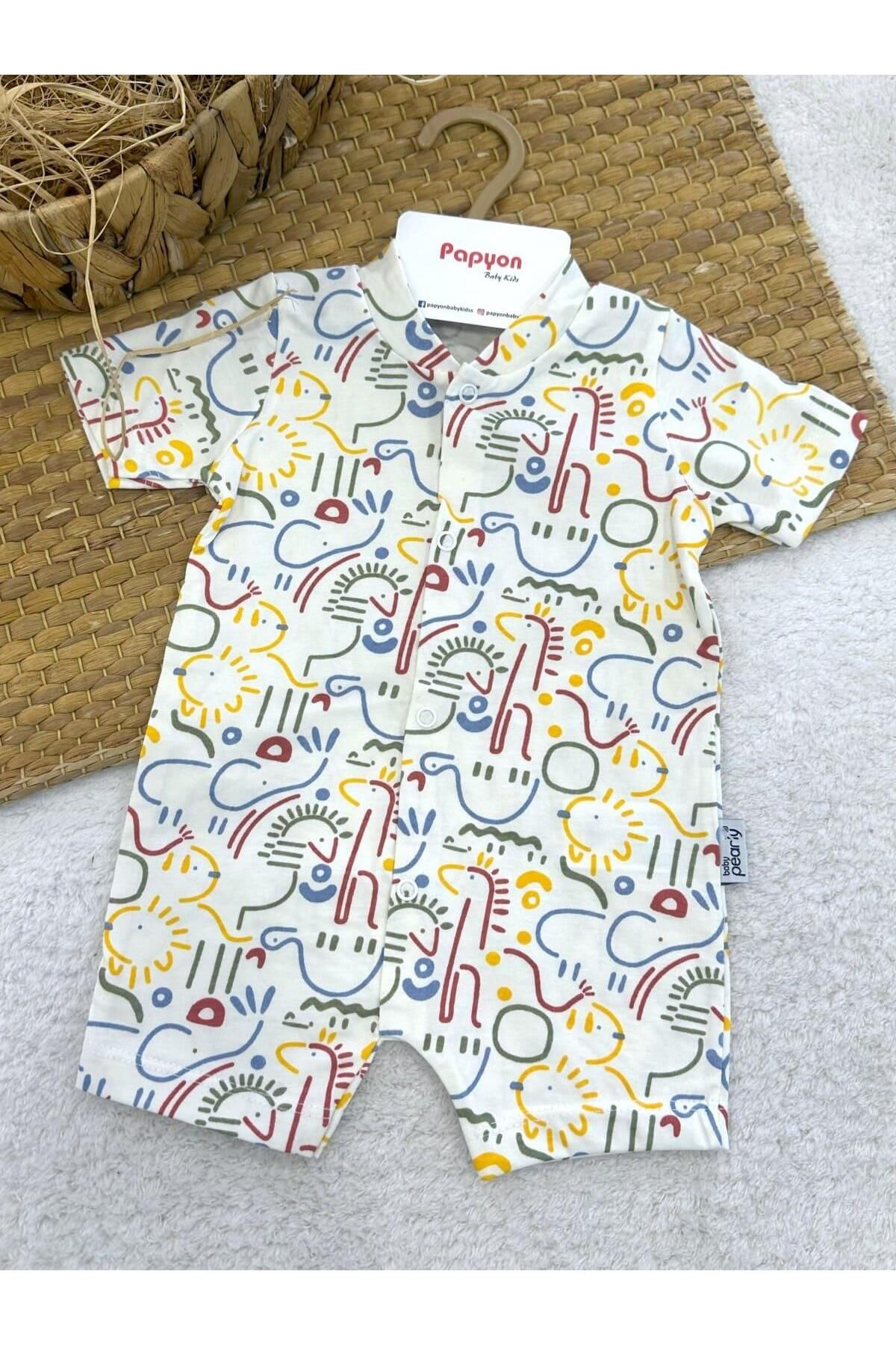 Papyon Baby Kids Desenli Erkek Bebek Yazlık Tulum (3-6/6-9/9-12 Ay)
