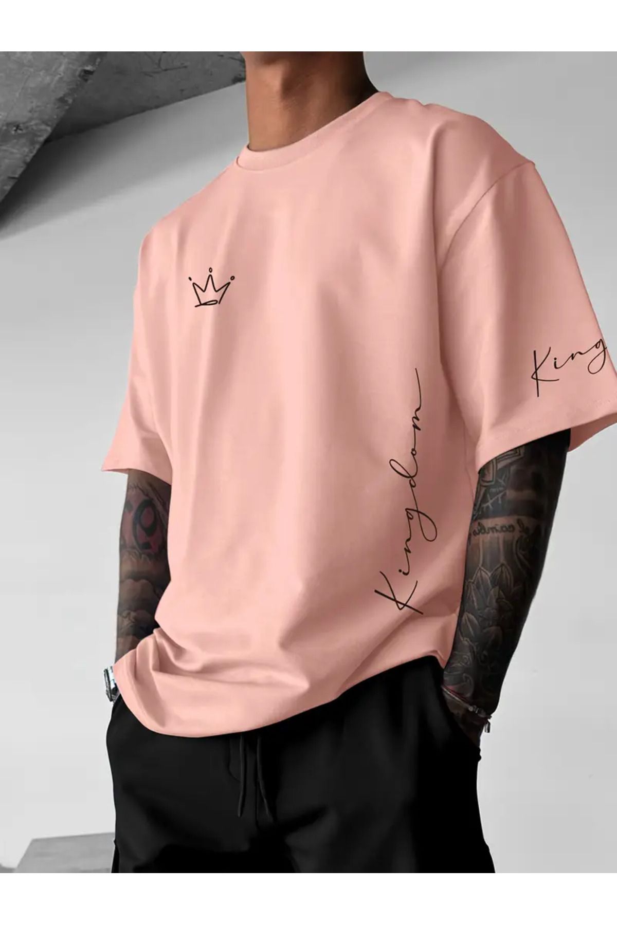 bellanova Erkek Oversize Tişört – Kingdom Taç Desenli