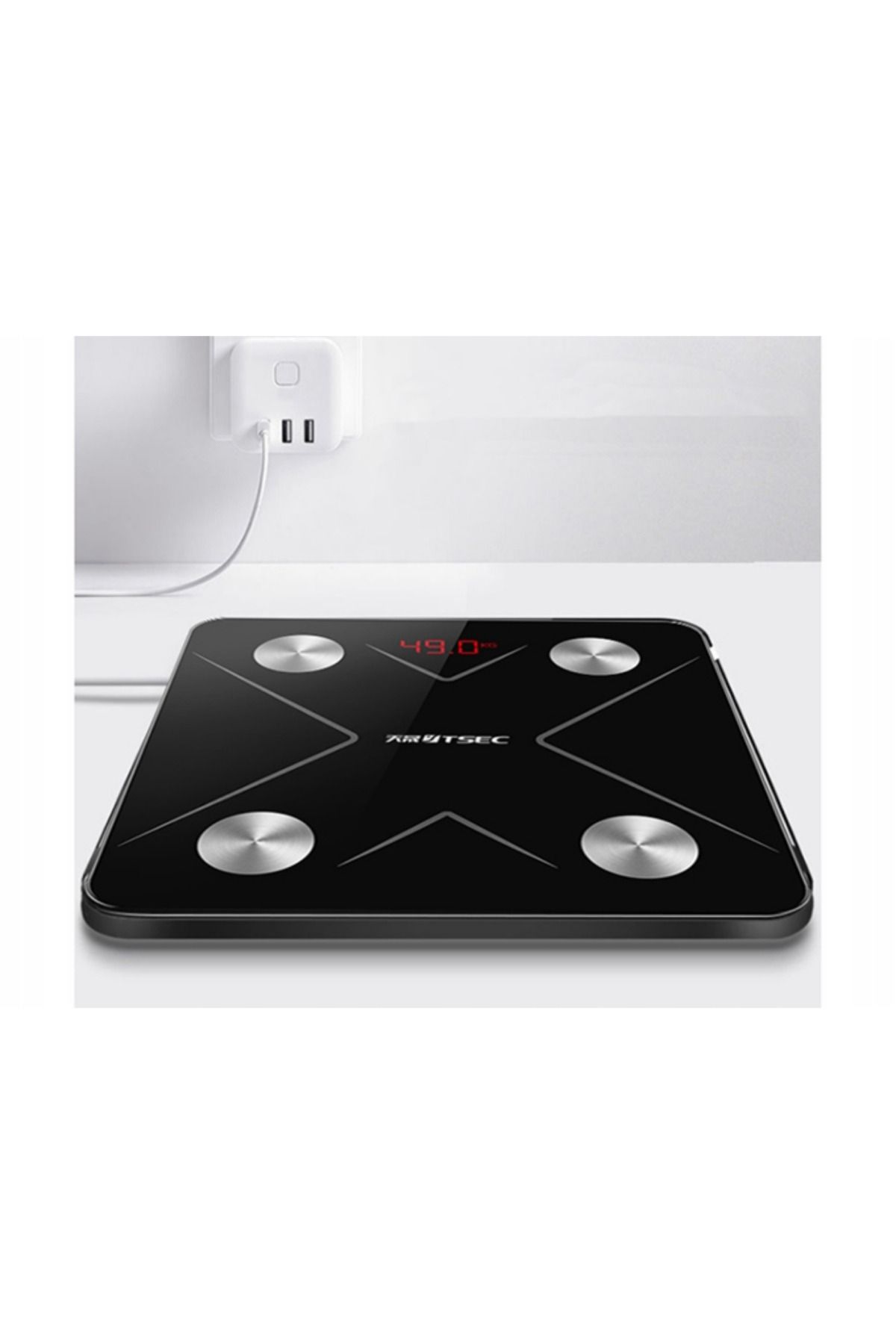 varioshop-Cantar de baie VarioShop®, Reincarcabil, 180kg, Bluetooth, Display lcd, Negru 6