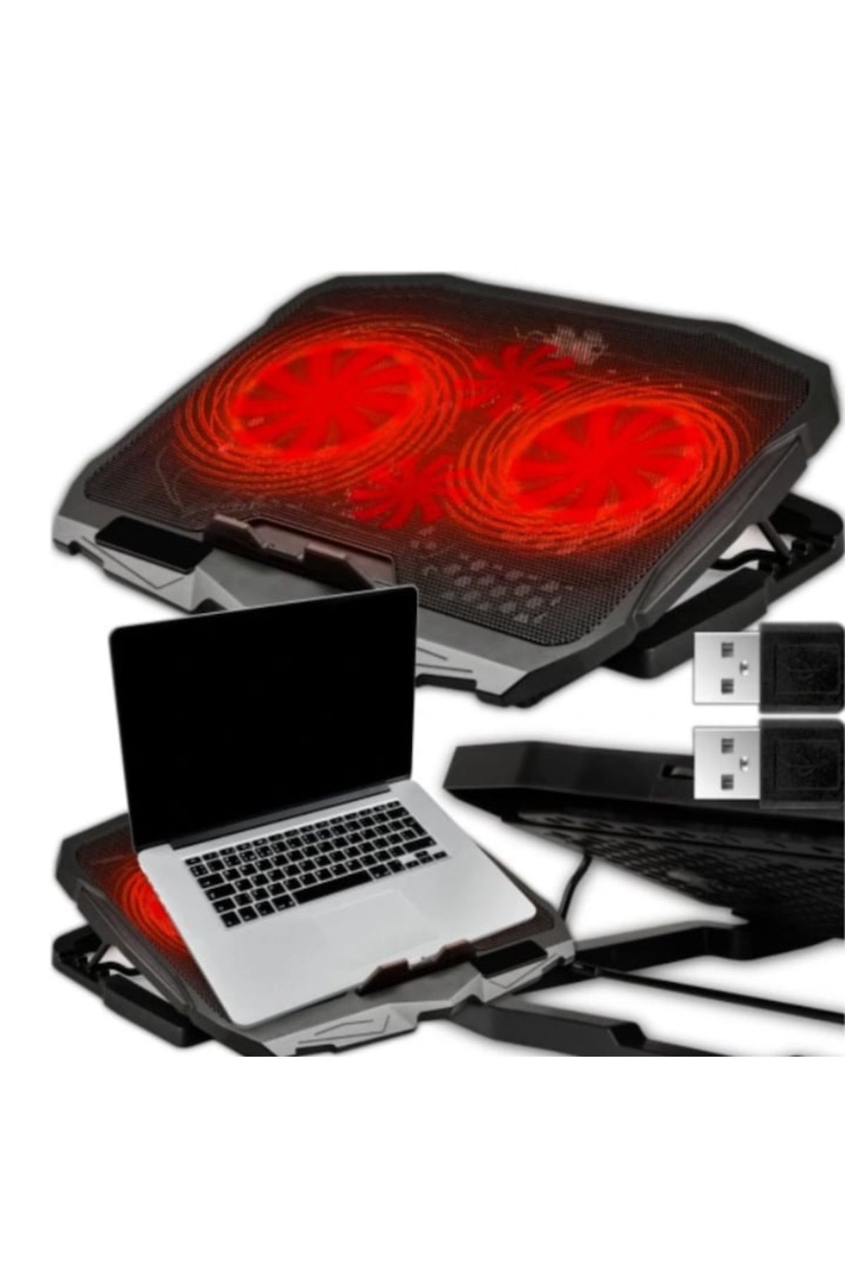 varioshop-VarioShop® laptop cooler, 12 - 17 inch compatibility, LED lighting, 4 height levels, 8